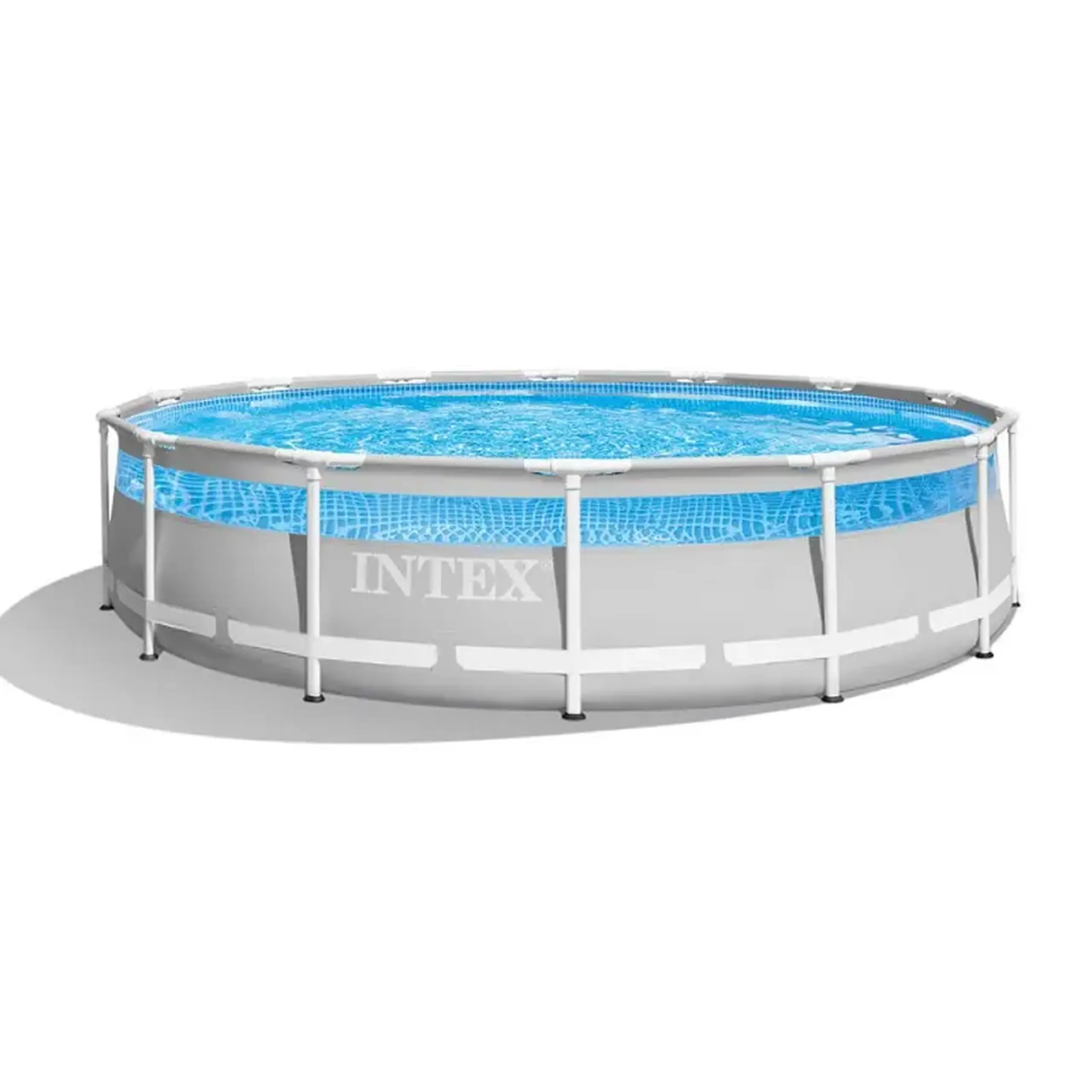 Piscina Intex Clearview 26722NP, cadru metallic, componenta: pompa de filtrare, scara, folie pentru baza si prelata, 427 x 107 cm