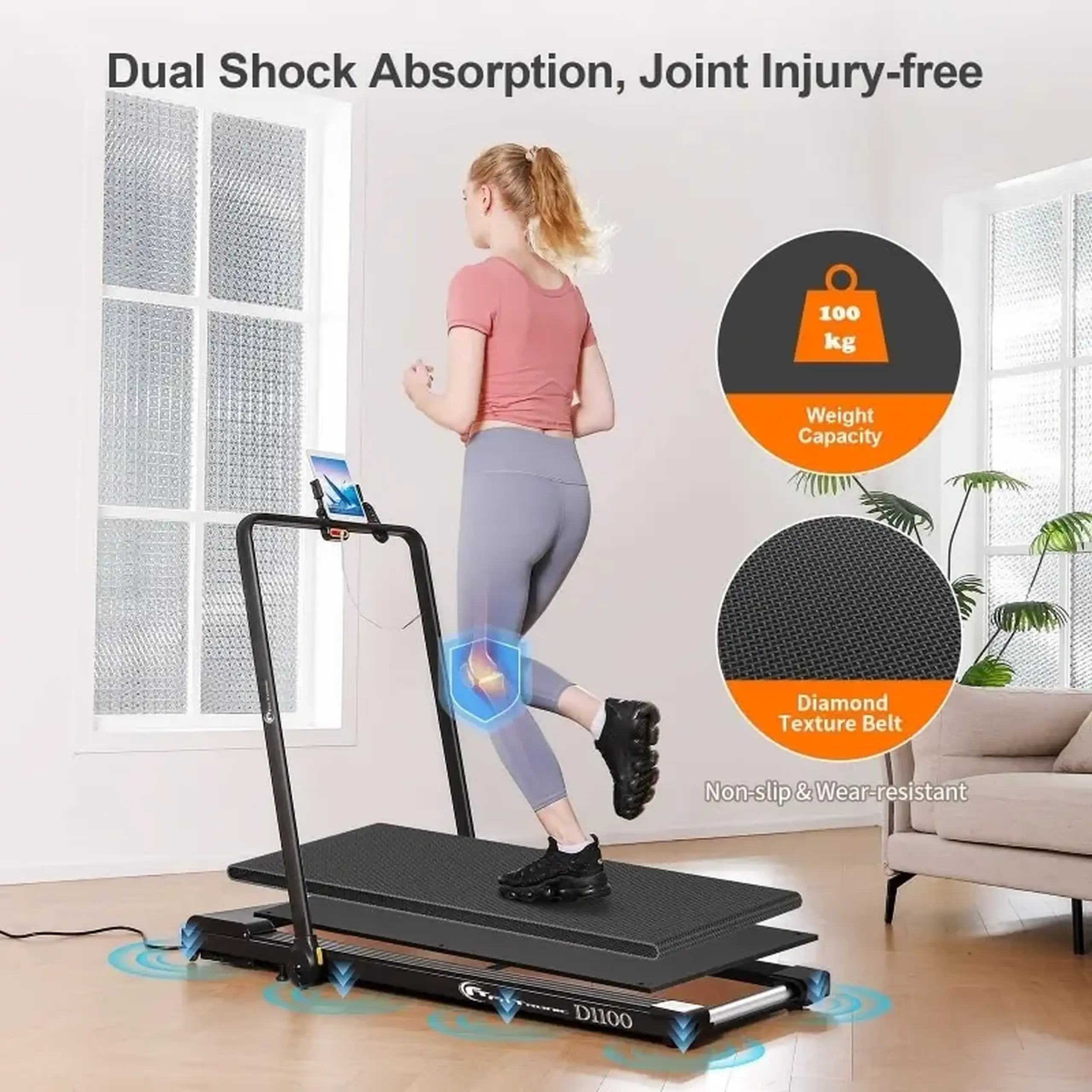 Banda de alergat electrica FitTronic D1100, Viteza pana la 14km/h, Apps Kinomap, Zwift, Newrunway