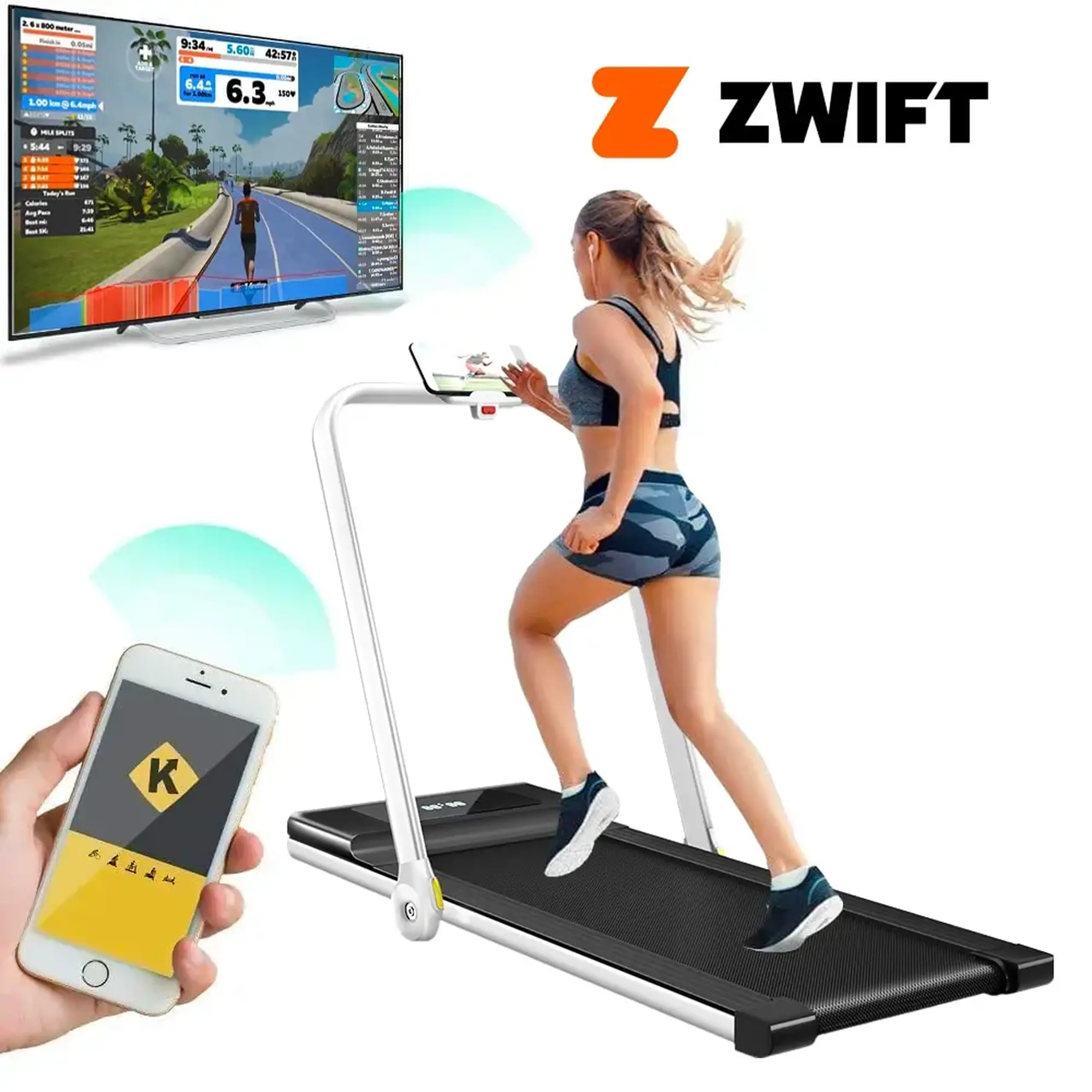 Banda de alergat electrica, FitTronic, D1000, Aplicatia Zwfit si Kinomap, pliabila, 160x58x14 cm, motor 1.5CP, Neagra