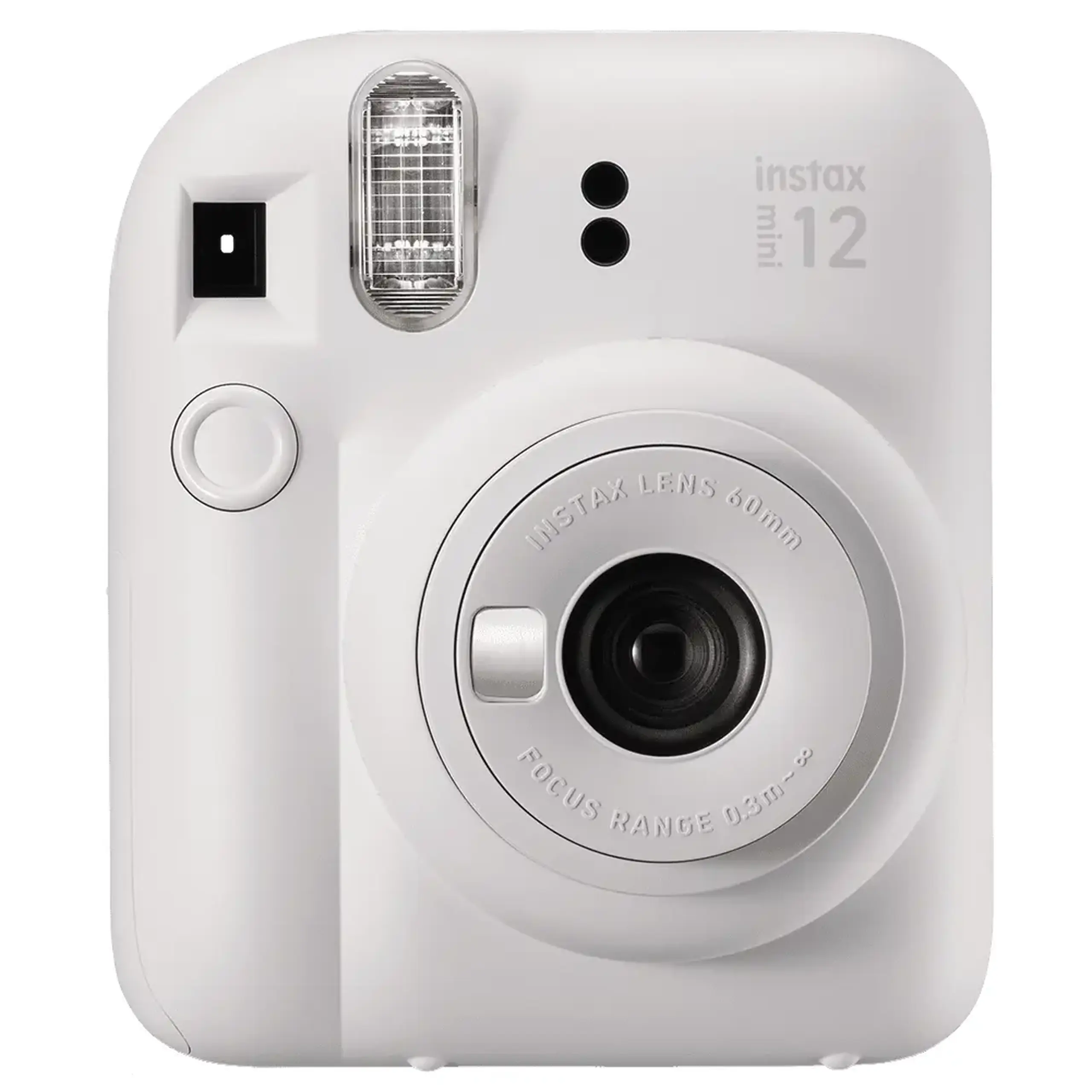 Set aparat foto instant Fujifilm Instax mini 12, Clay White cu husa, album foto si film 1x10
