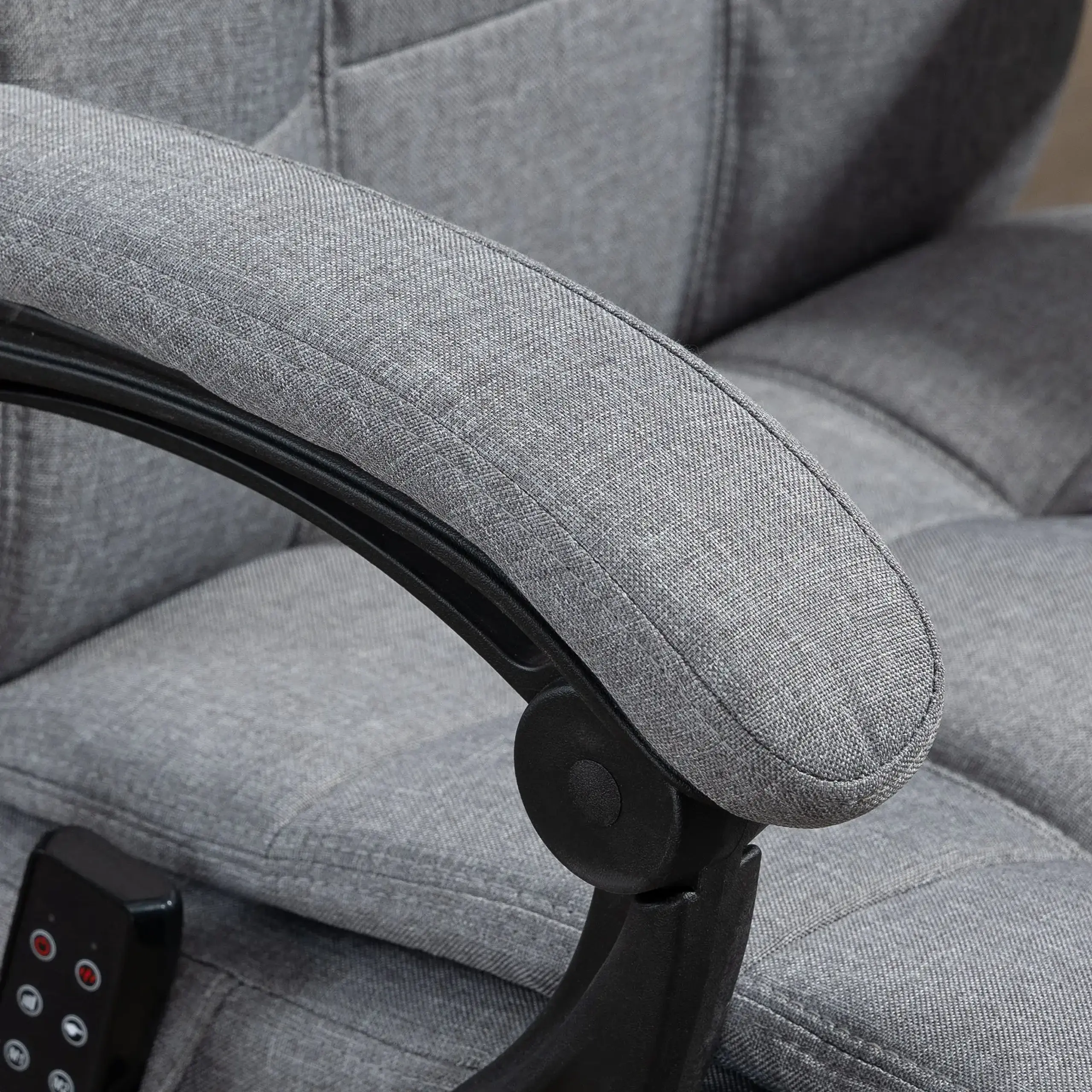 Fotoliu de birou Vinsetto cu incalzire cu 6 puncte de masaj si 5 moduri, scaun de birou ergonomic cu suport pentru picioare si spatar inclinabil la 155°, de culoare gri