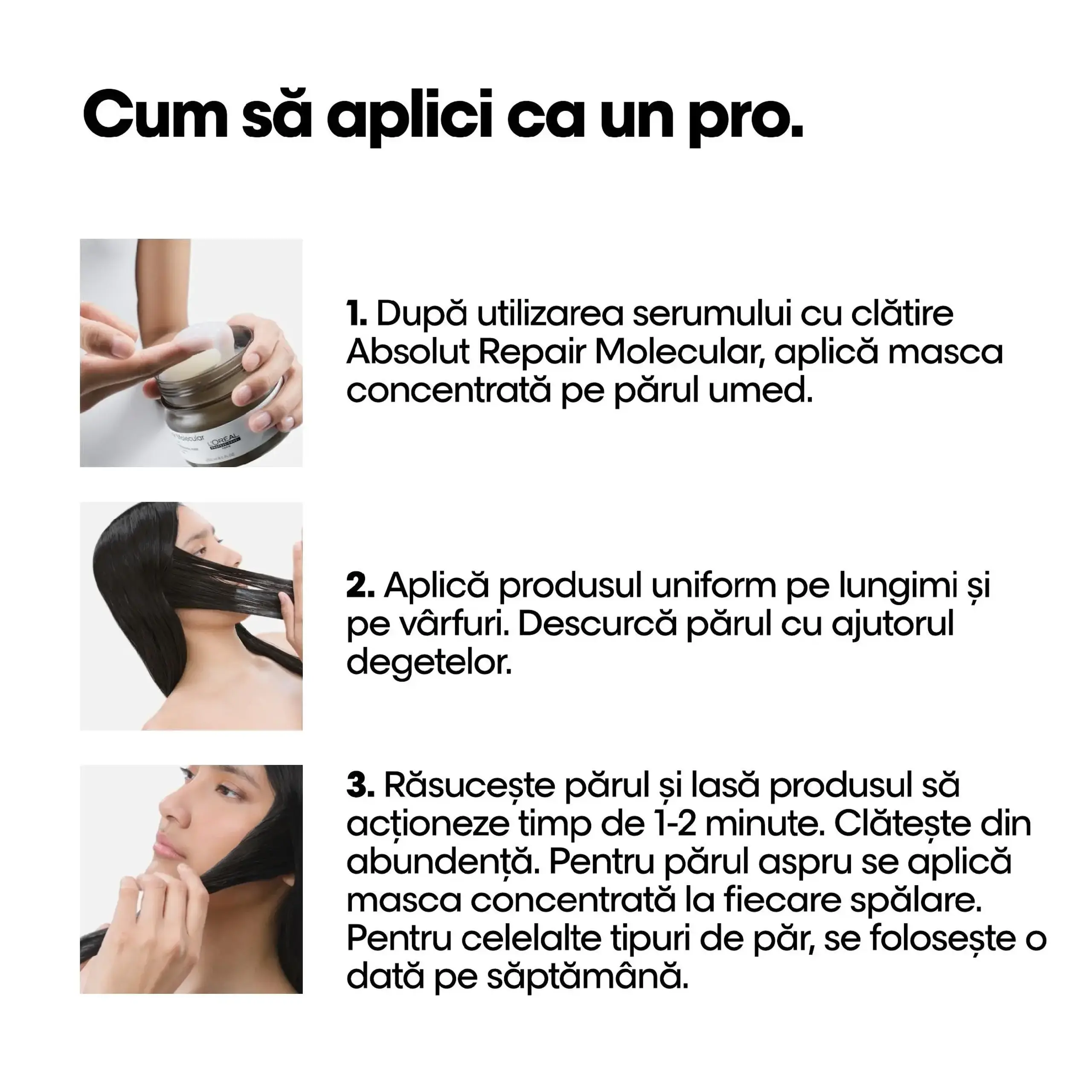 Masca concentrata pentru par deteriorat L’Oreal Professionnel Serie Expert Absolut Repair Molecular, formulata cu legaturi peptidice si 5 aminoacizi, 250 ml