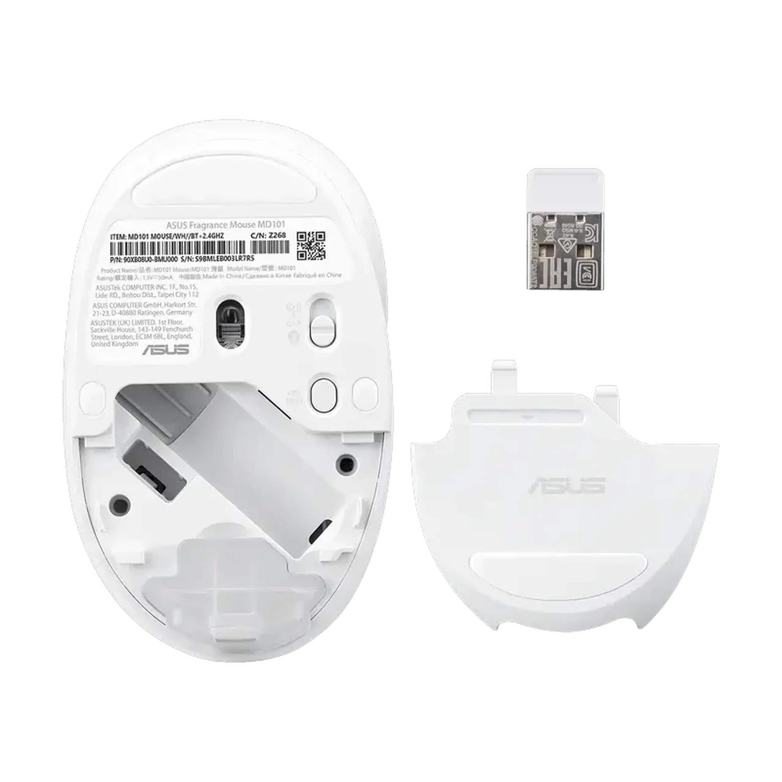 Mouse Wireless ASUS Fragrance MD101, Alb