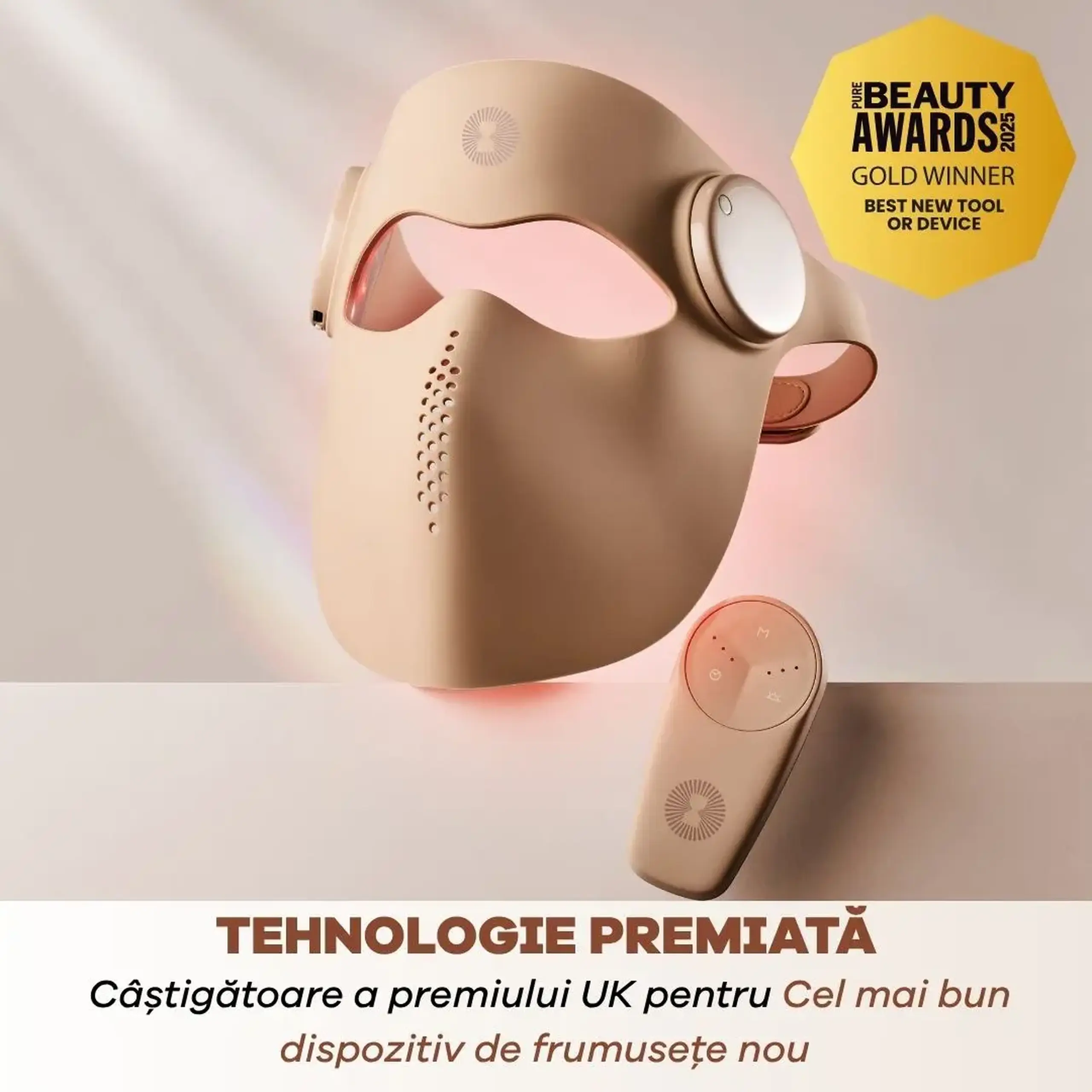Masca faciala LED Wireless Me Time Ritual, 3 moduri de lumina (rosie, albastra, infrarosie), anti-acnee, anti-riduri, stimulare colagen, din silicon medical