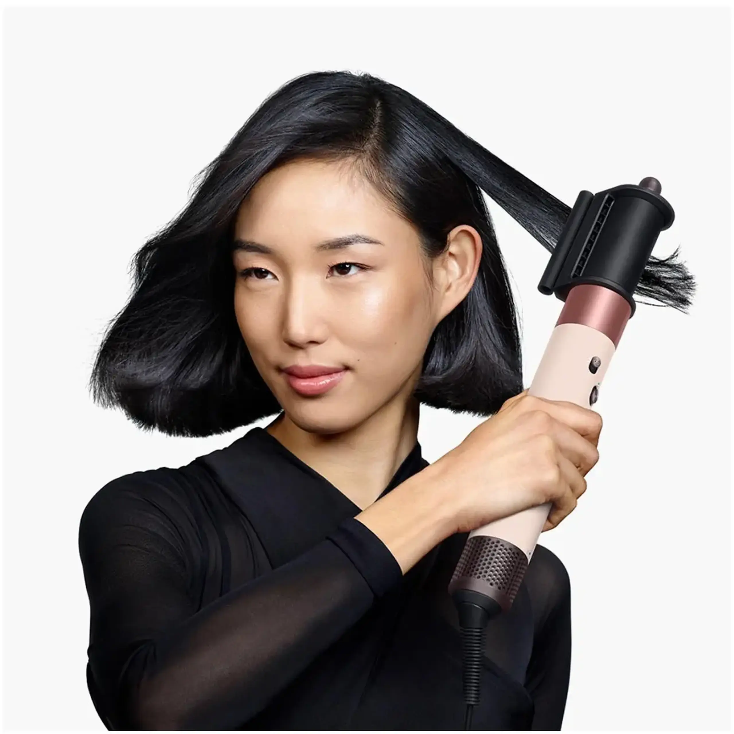 Ondulator multistyler Dyson HS08 Airwrap i.d.™, conexiune Bluetooth, 3 trepte de viteza, 3 trepte de temperatura, Amber silk / Pink champagne