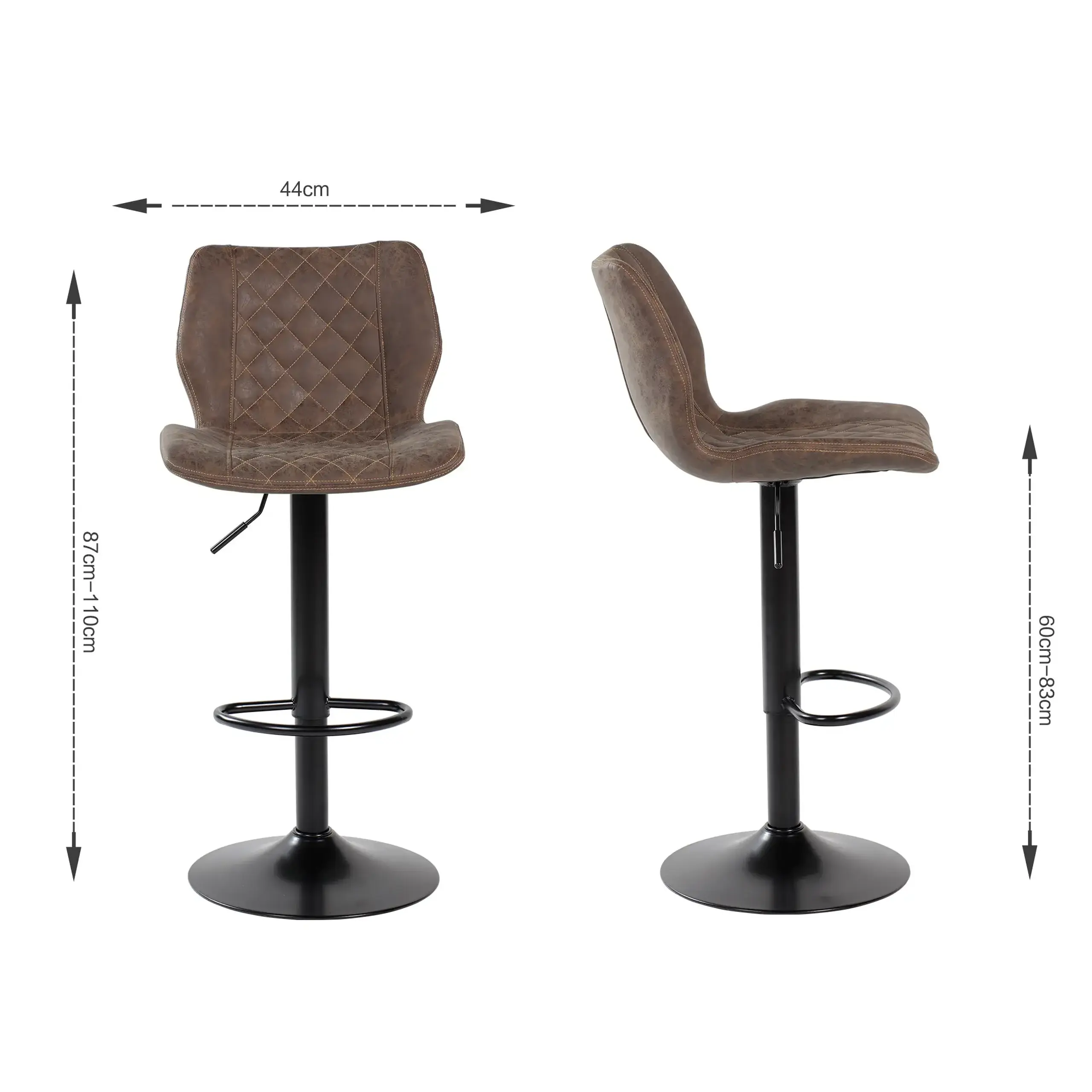 Scaun de bar Kring Jack, tapiterie aspect antichizat, inaltime reglabila, Maro antichizat