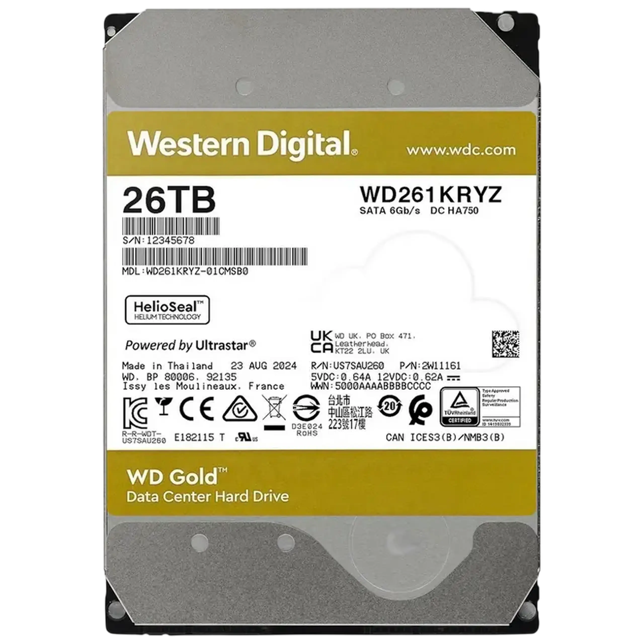 Unitate HDD Western Digital WD Gold, 3.5", 26 TB <WD261KRYZ>