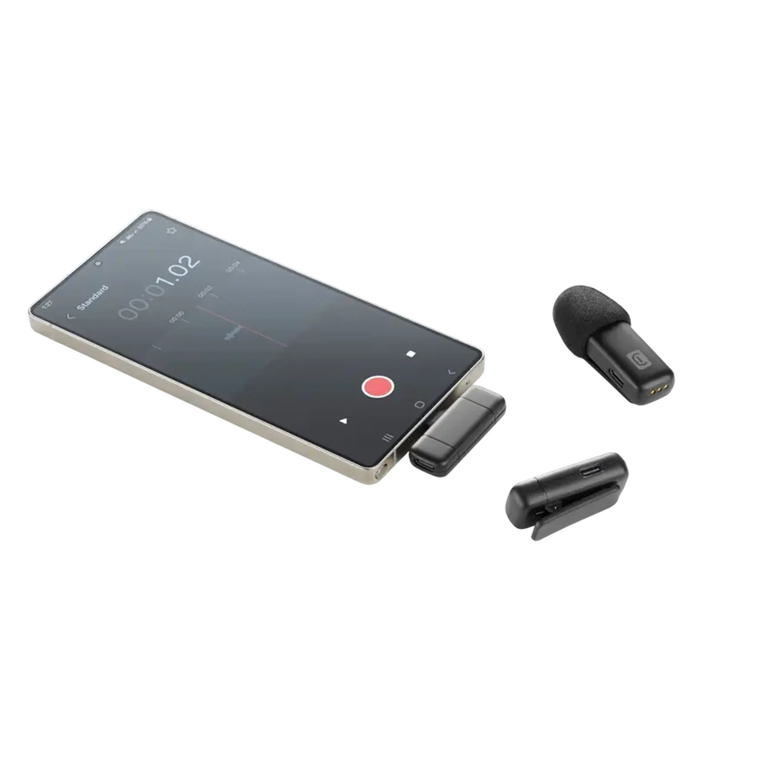 Microfon portabil pentru înregistrare vocală Cellularline Talk Pro, Fără fir/Cu fir, Negru