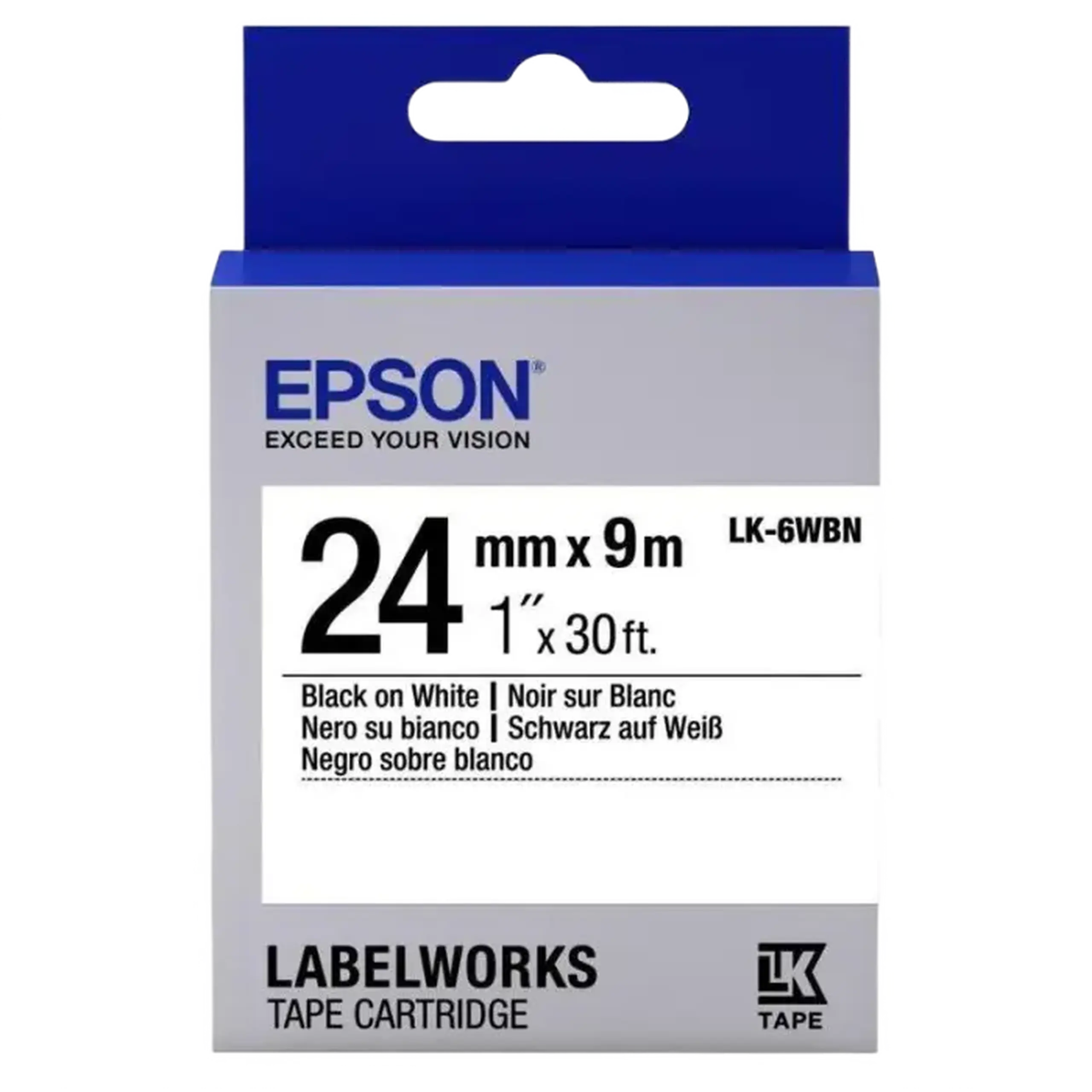 Cartuş de bandă Epson LK-6WBN, 24 mm x 9 m