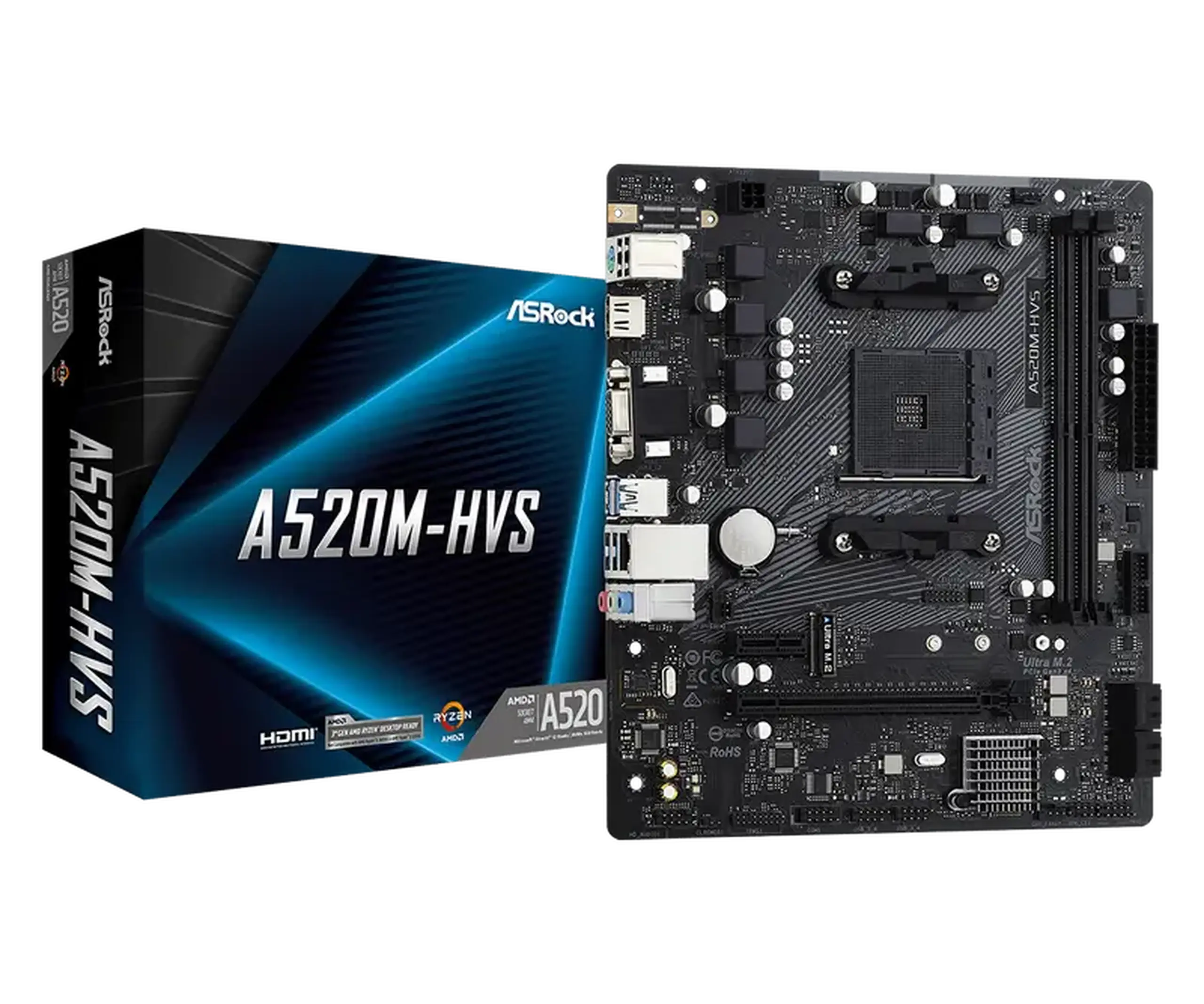 Placă de bază ASRock A520M-HVS, AM4, AMD A520, Micro-ATX