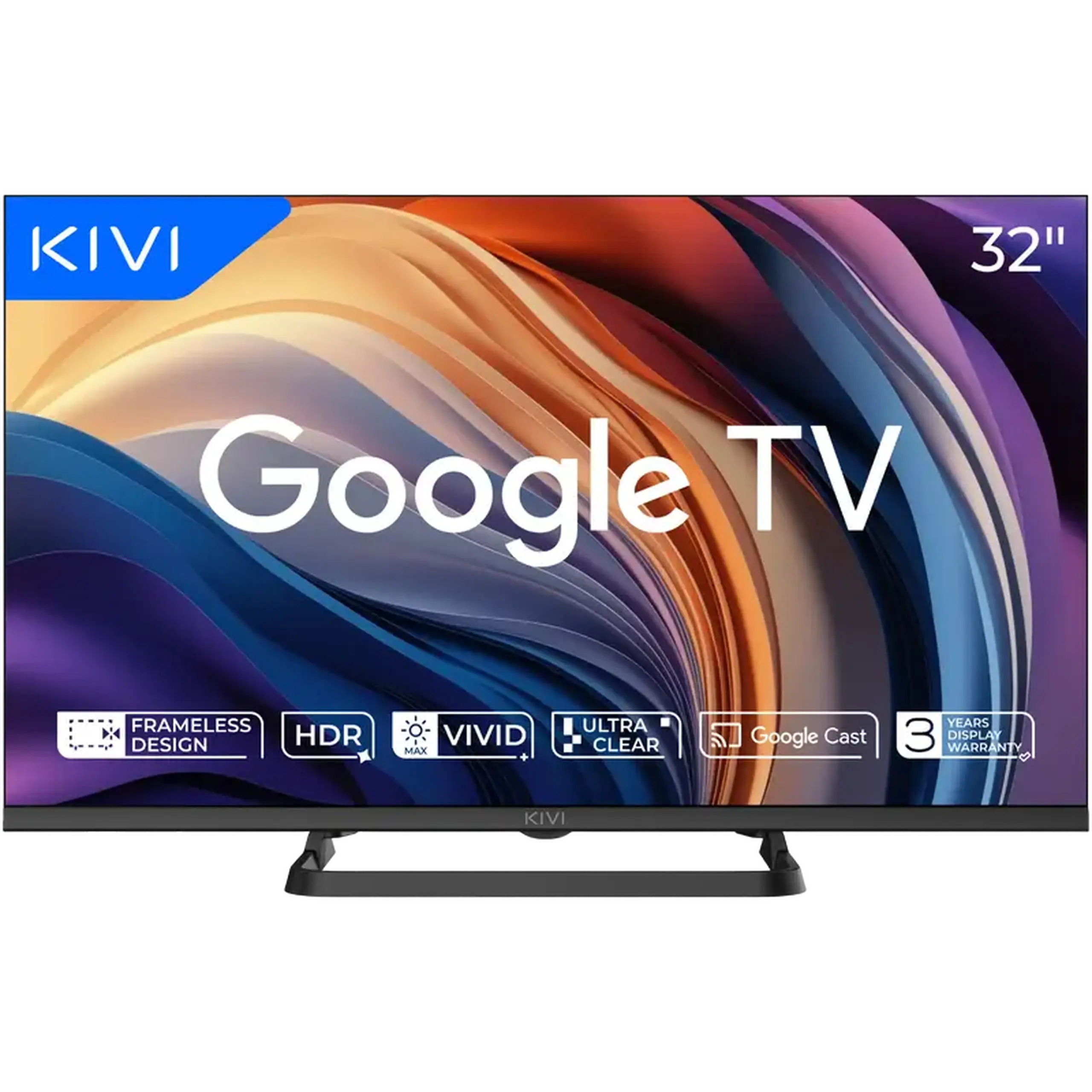 32" LED SMART TV KIVI 32H710QB +PULT!, 1366x768 HD, Google TV, Negru