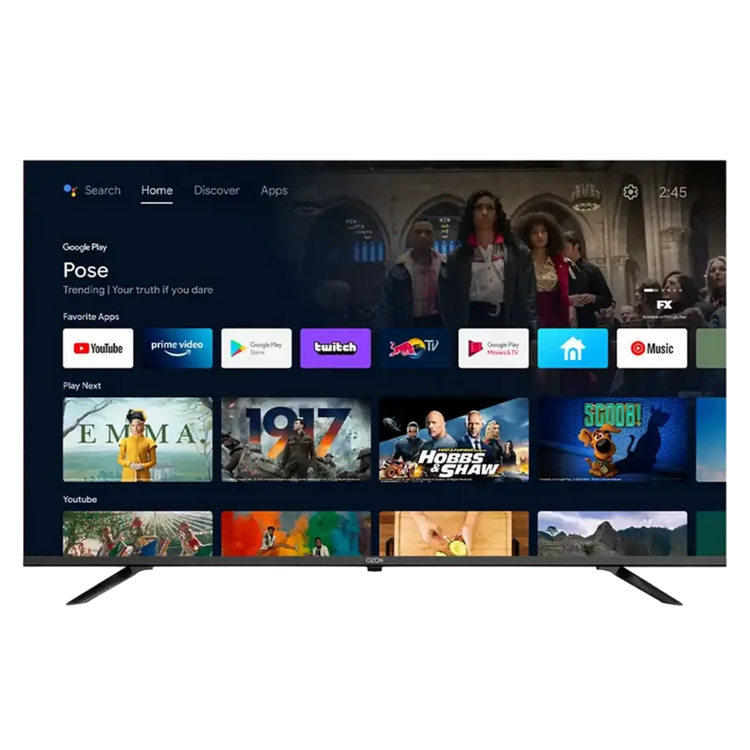 65" LED SMART TV OZON U65Z8000R, 3840x2160 4K UHD, Google TV, Negru