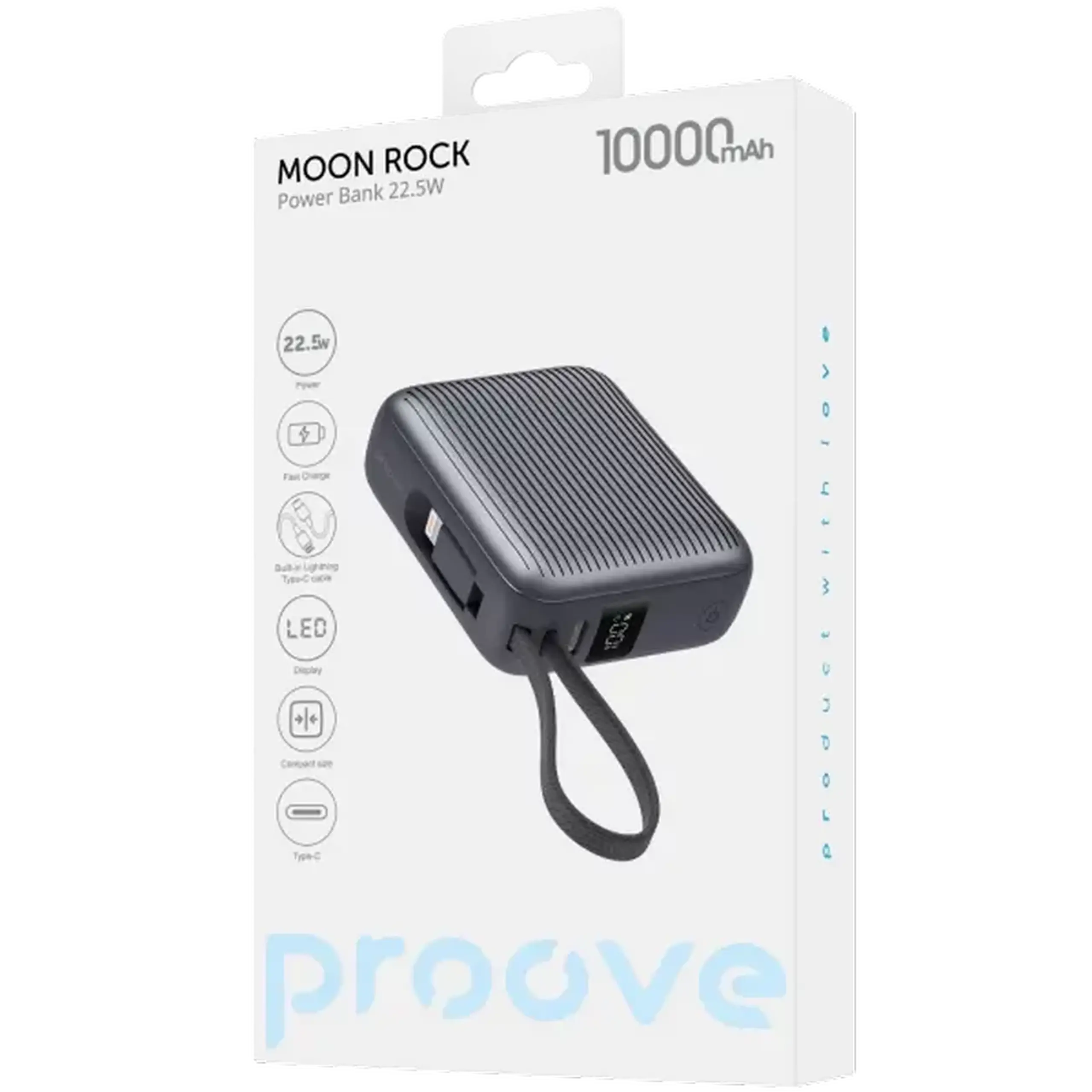 Power Bank 10000mAh Proove Moon Rock 22,5W, gri