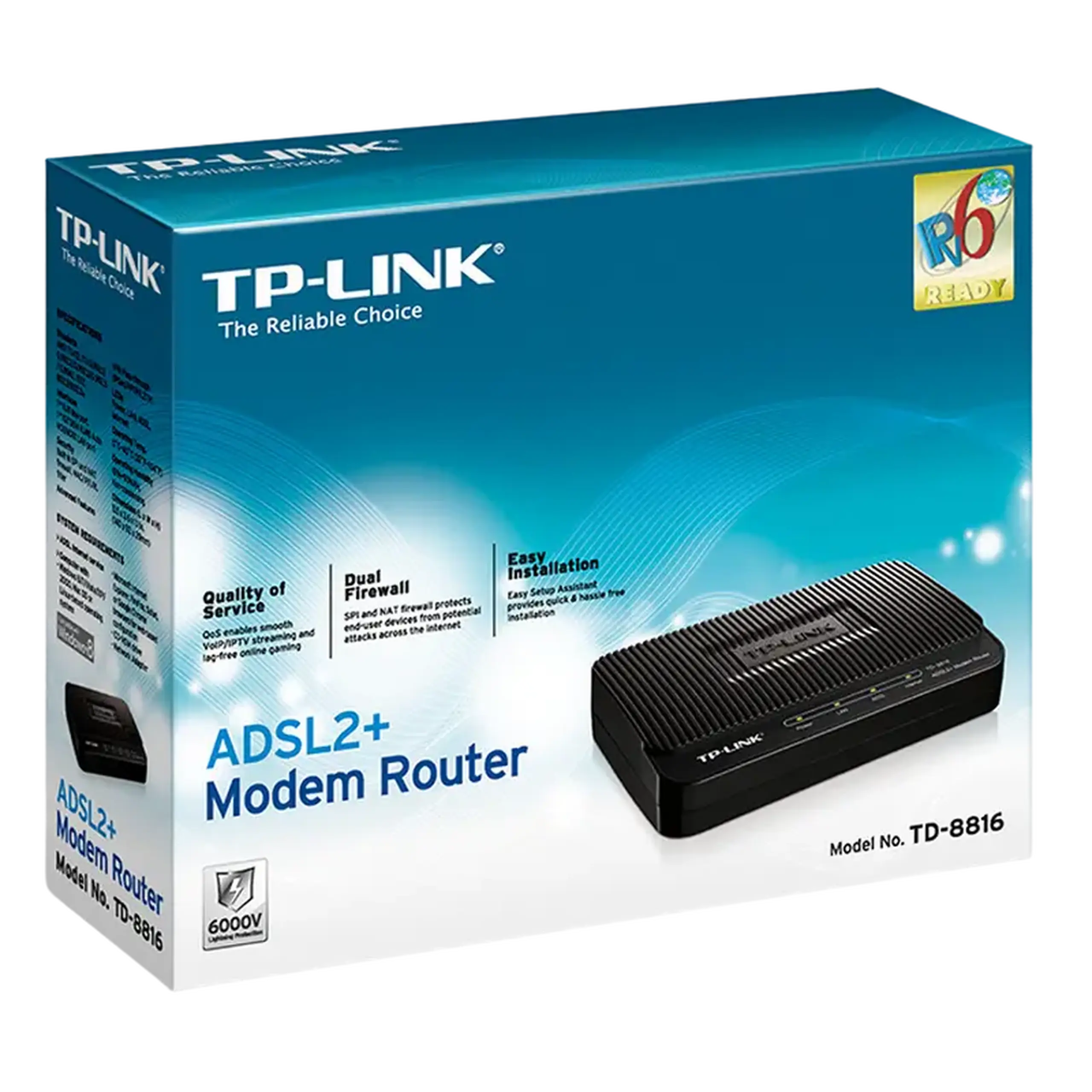 Modem ADSL TP-LINK TD-8816, ADSL/ADSL2/ADSL2 + până la 24 Mbps, Negru