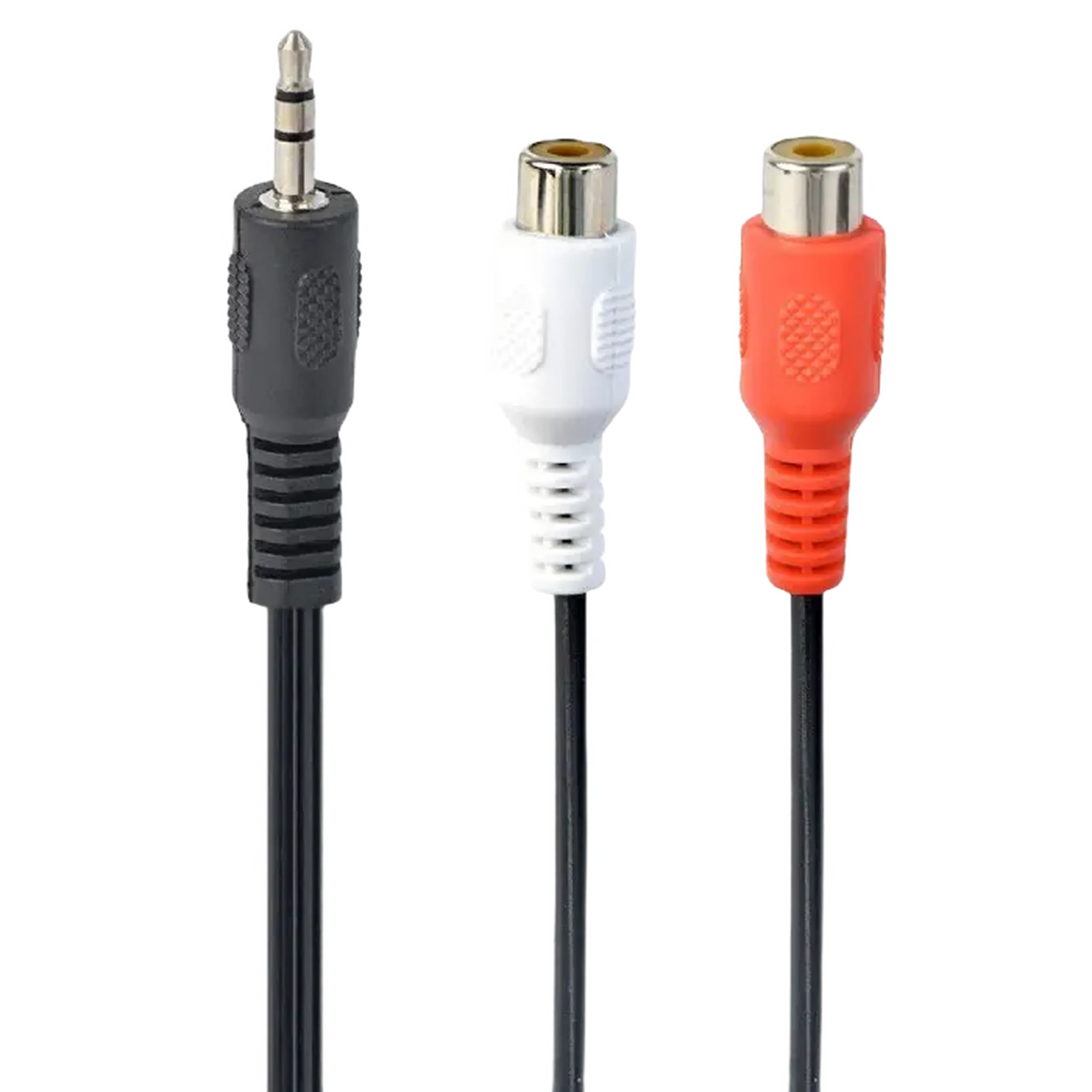 Audio Adaptor Cablexpert CCA-406, 3.5mm 3-pin (M) - 2x RCA (F), 0,2m, Negru