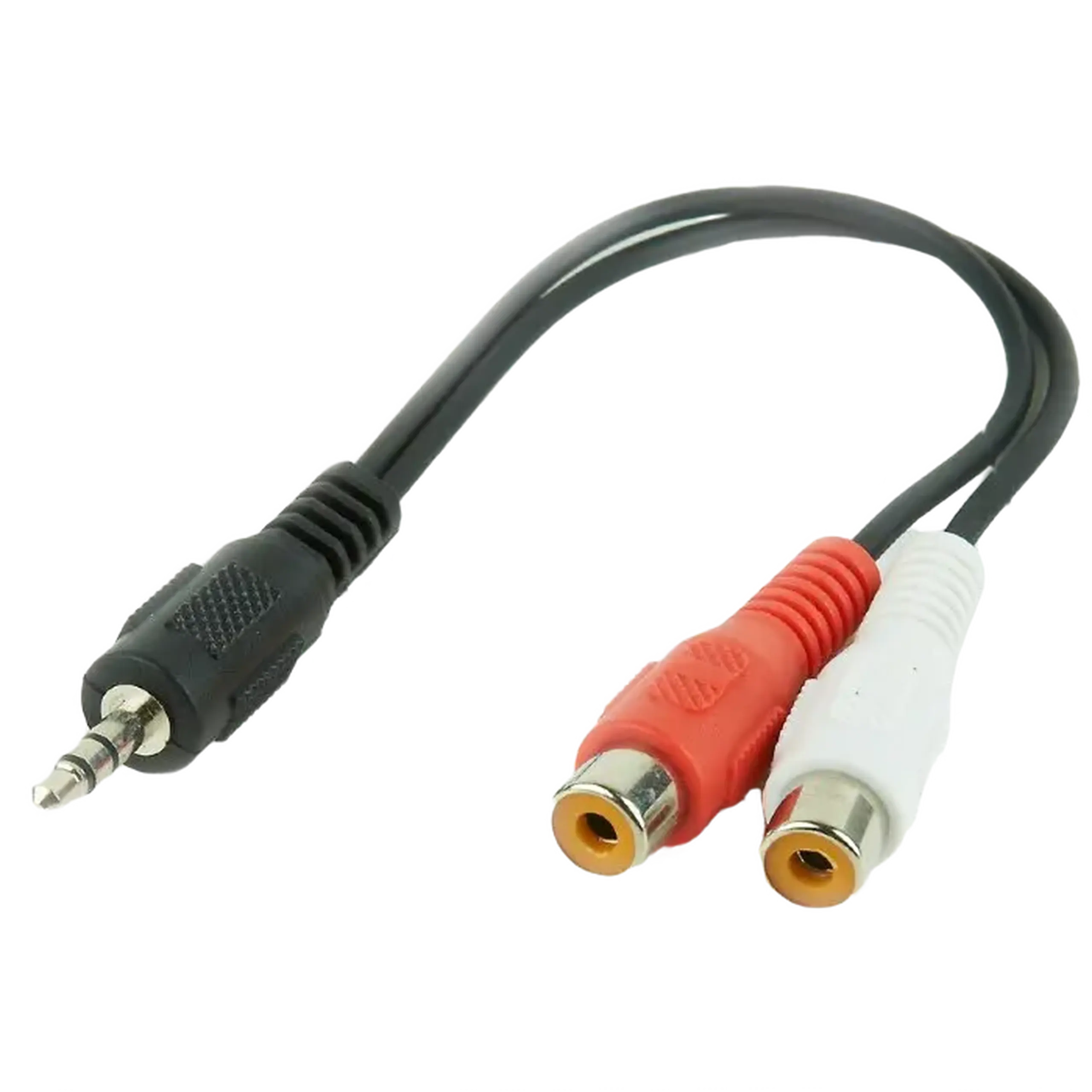 Audio Adaptor Cablexpert CCA-406, 3.5mm 3-pin (M) - 2x RCA (F), 0,2m, Negru