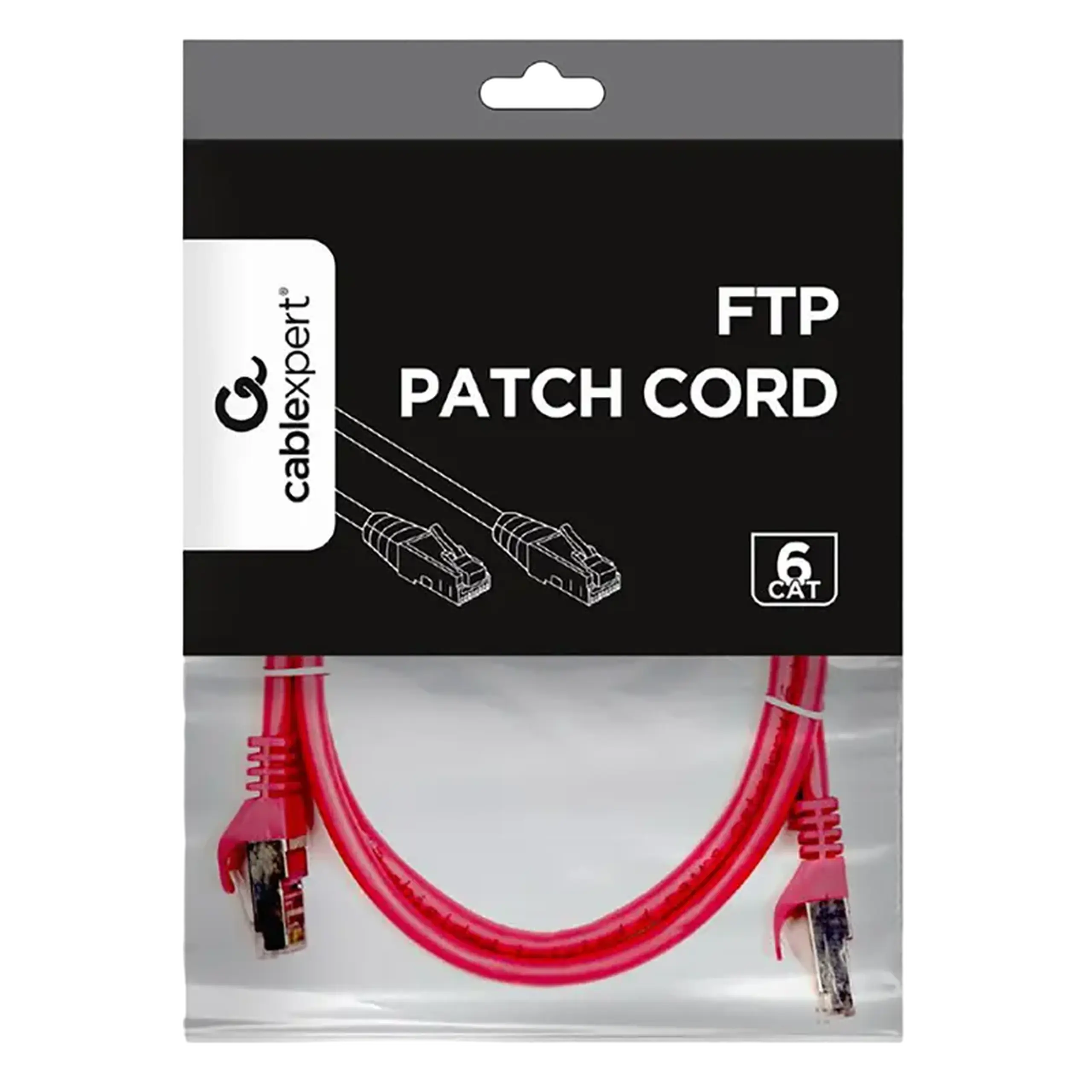 Patch cord Cablexpert PP6-1M/RO, Cat6 FTP, 1m, Roz