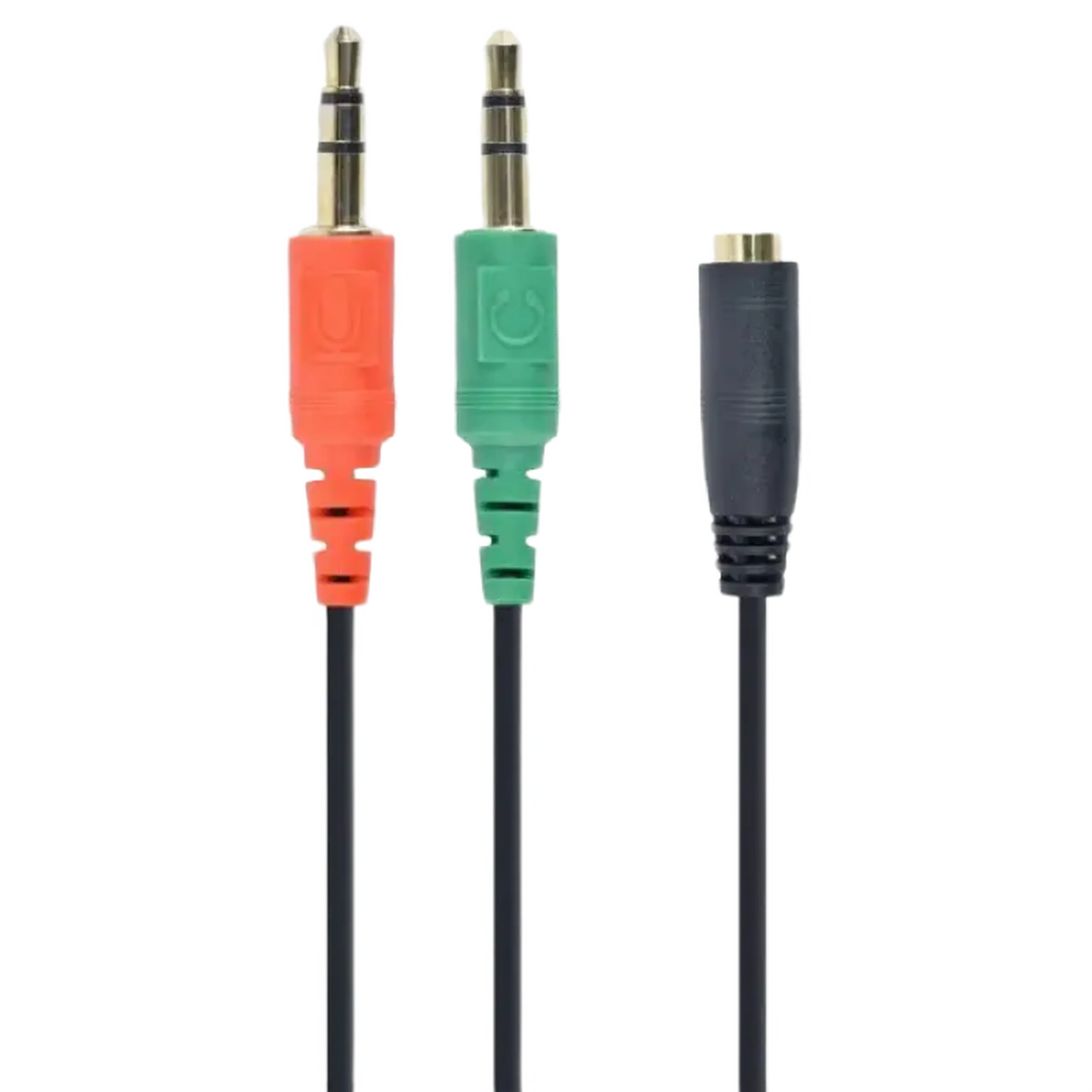 Audio Adaptor Cablexpert CCA-418, 3.5mm 4-pin (F) - 2x3.5mm 3-pin (M), 0,2m, Negru