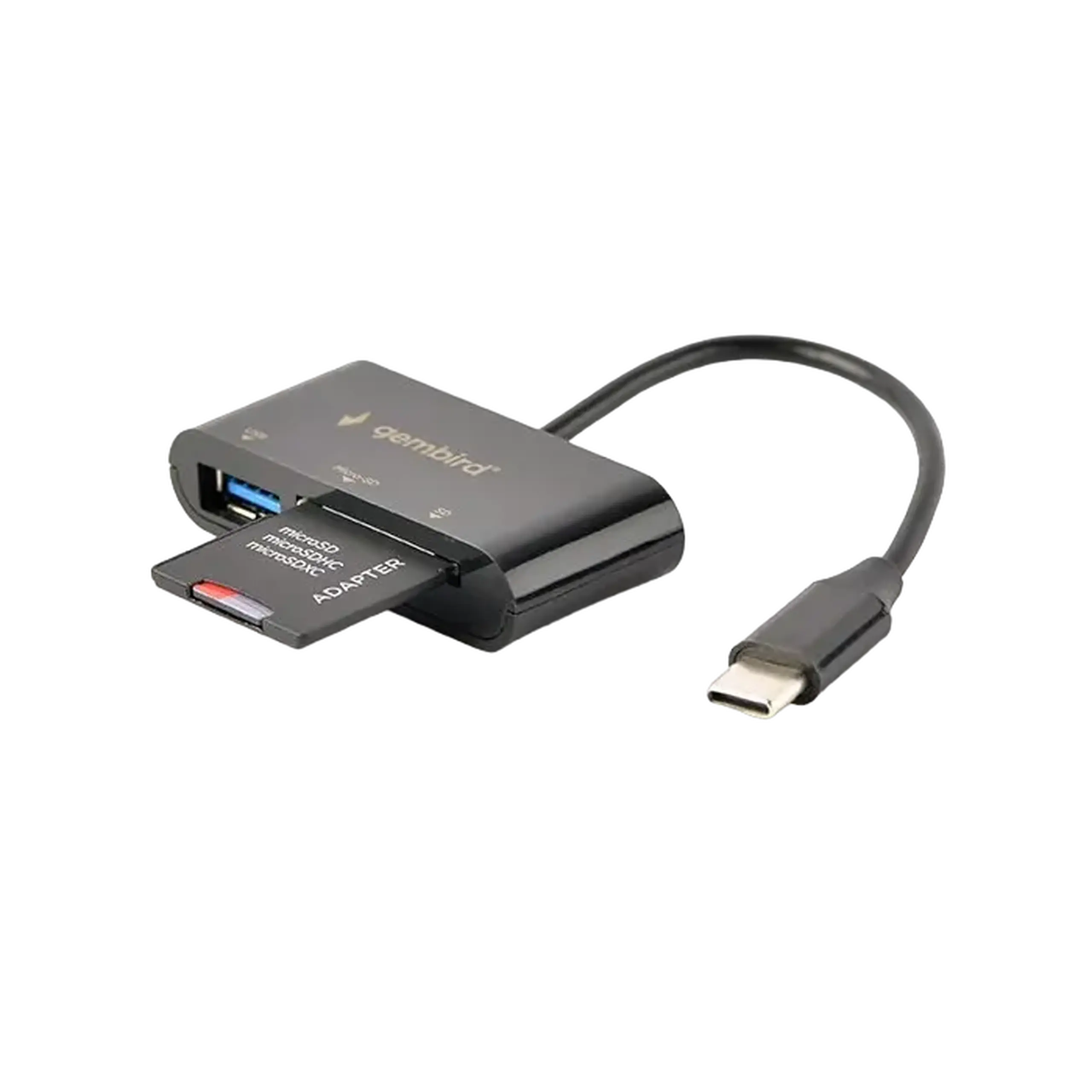Cititor de carduri Gembird UHB-CR3-02, USB Type-C, Negru