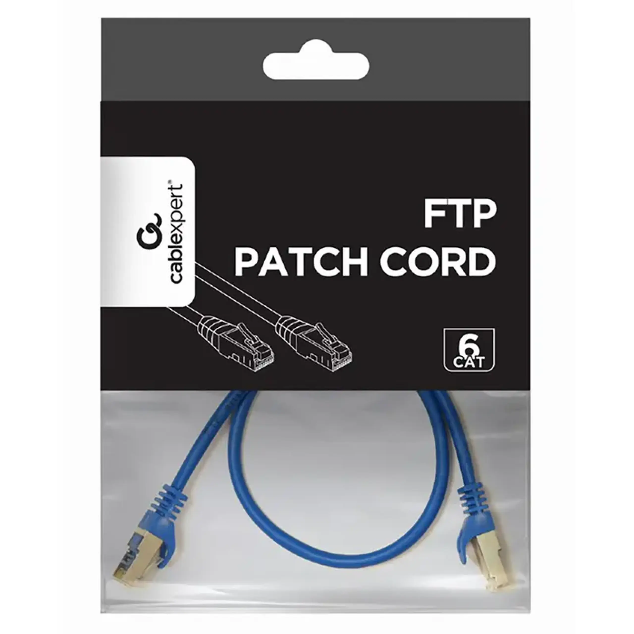 Patch cord Cablexpert PP6-0.5M/B, Cat6 FTP, 0,5m, Albastru