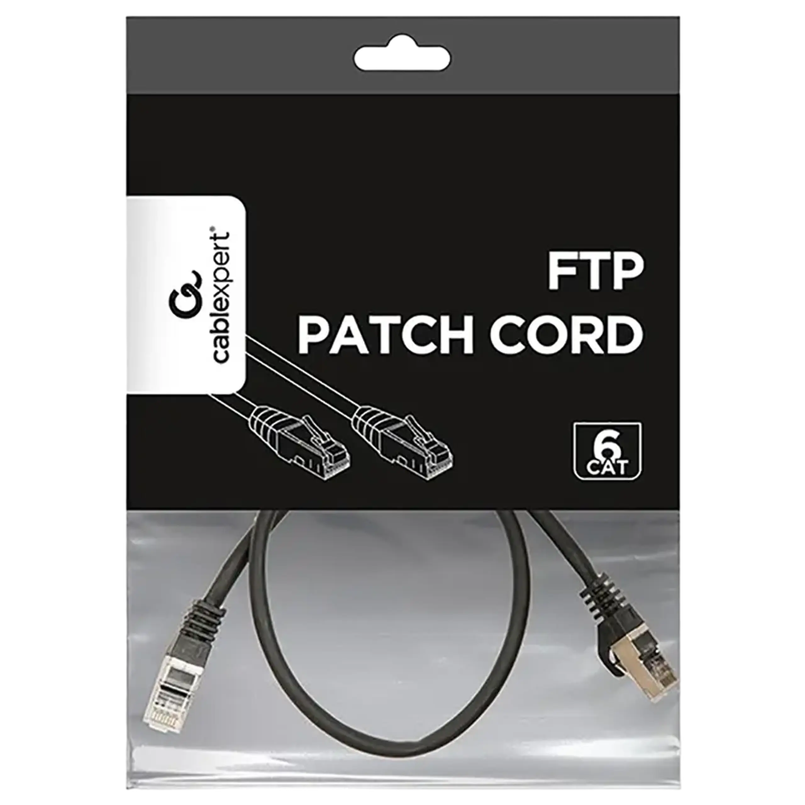 Patch cord Cablexpert PP6-0.5M/BK, Cat6 FTP, 0,5m, Negru