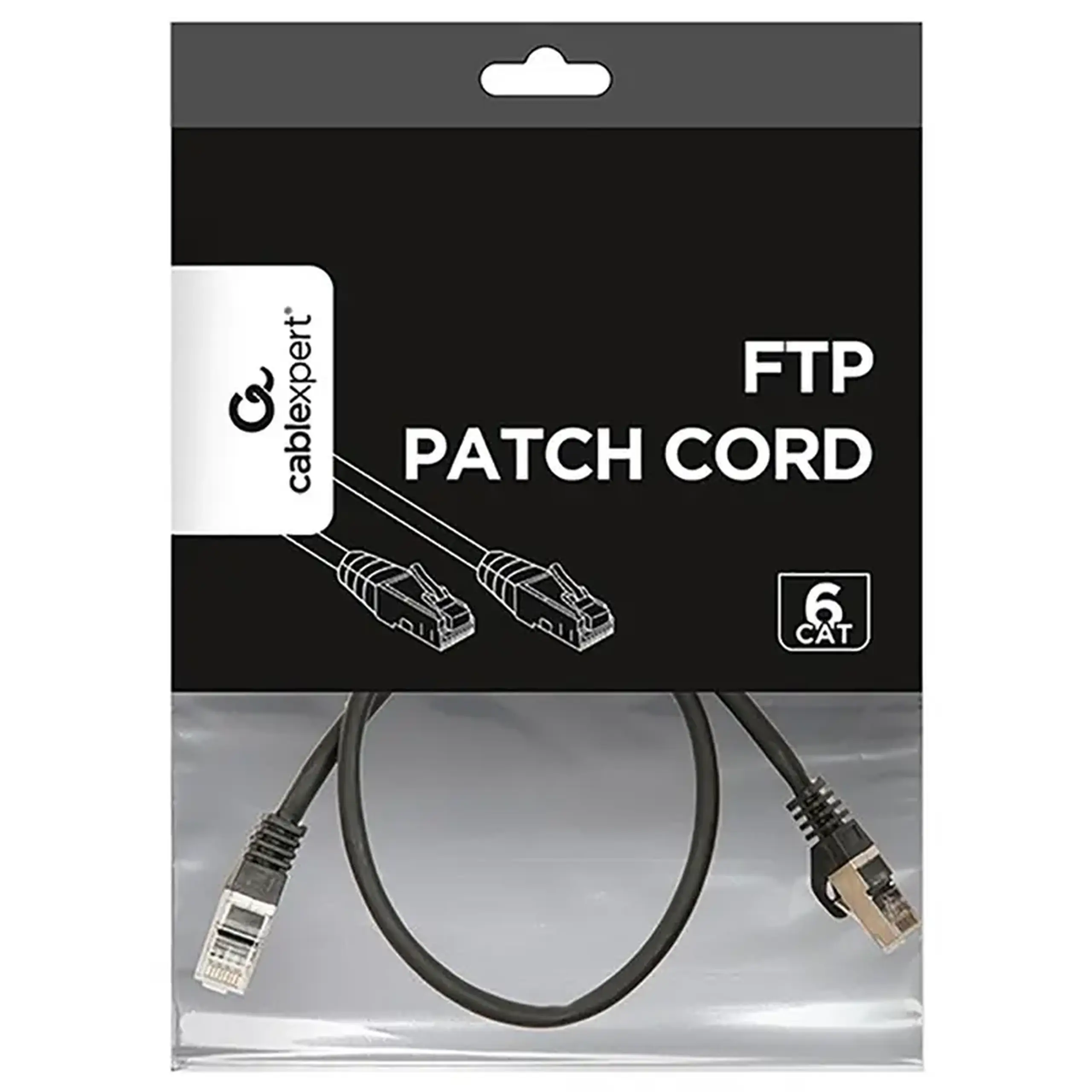 Patch cord Cablexpert PP6-0.5M/BK, Cat6 FTP, 0,5m, Negru