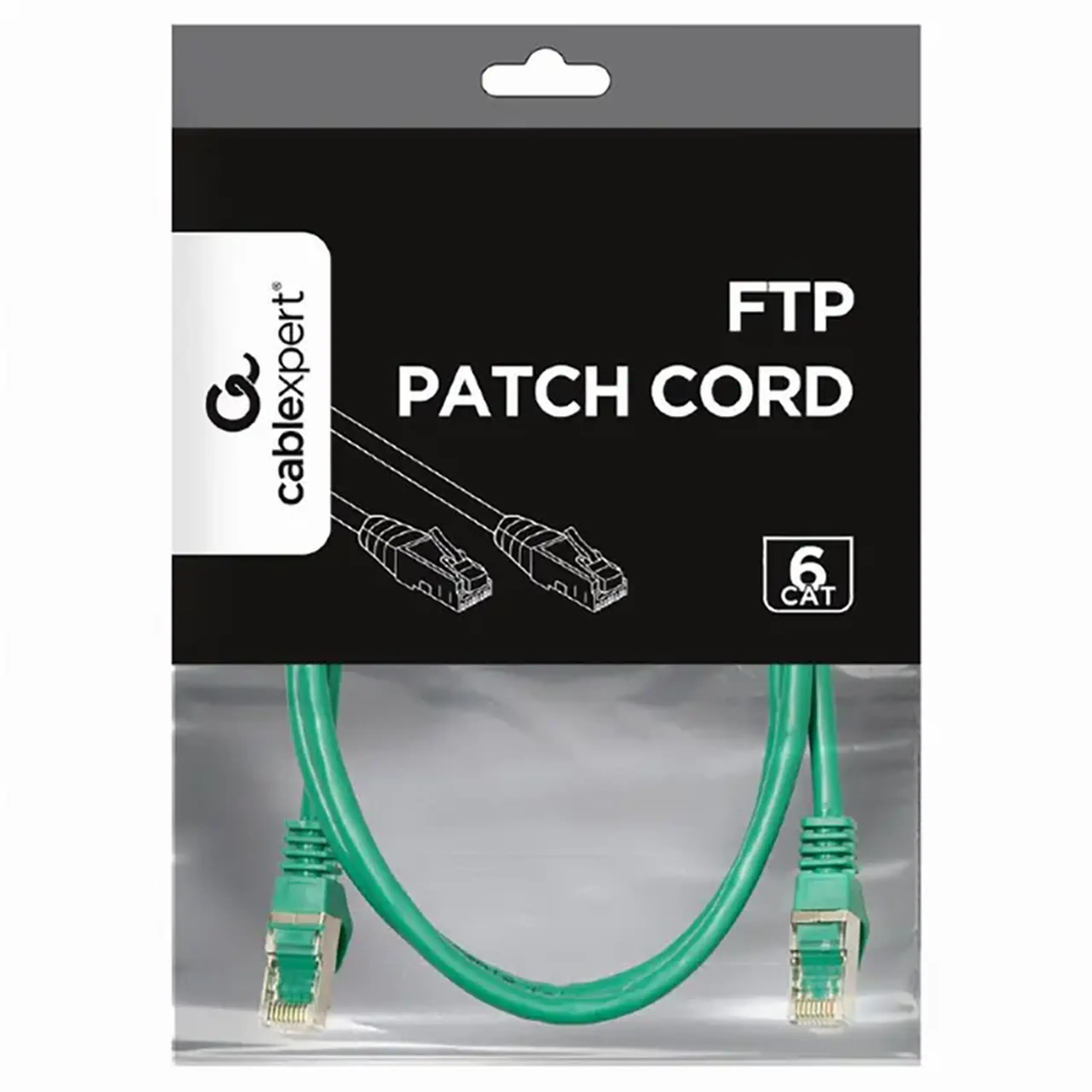 Patch cord Cablexpert PP6-1M/G, Cat6 FTP, 1m, Verde