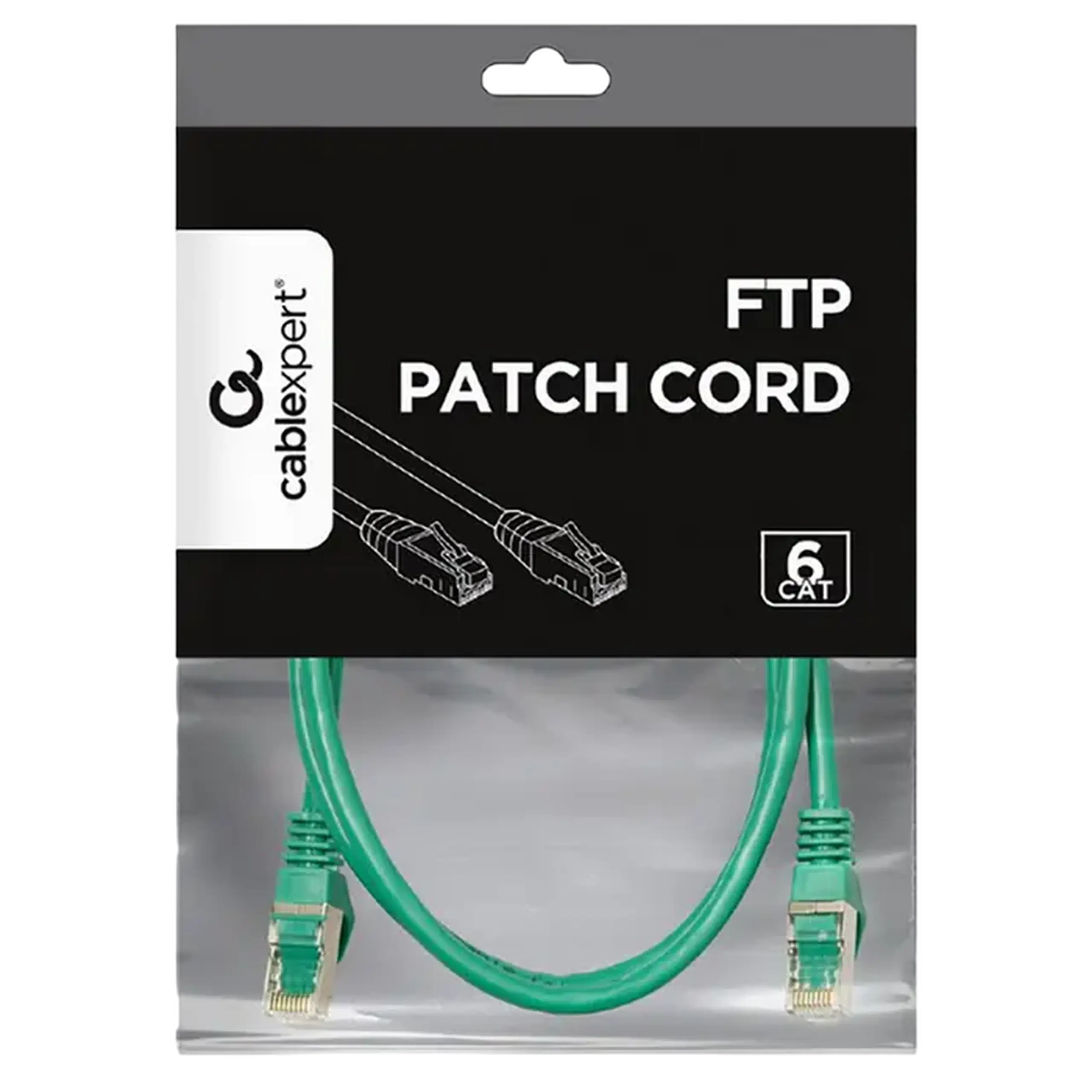 Patch cord Cablexpert PP6-1M/G, Cat6 FTP, 1m, Verde