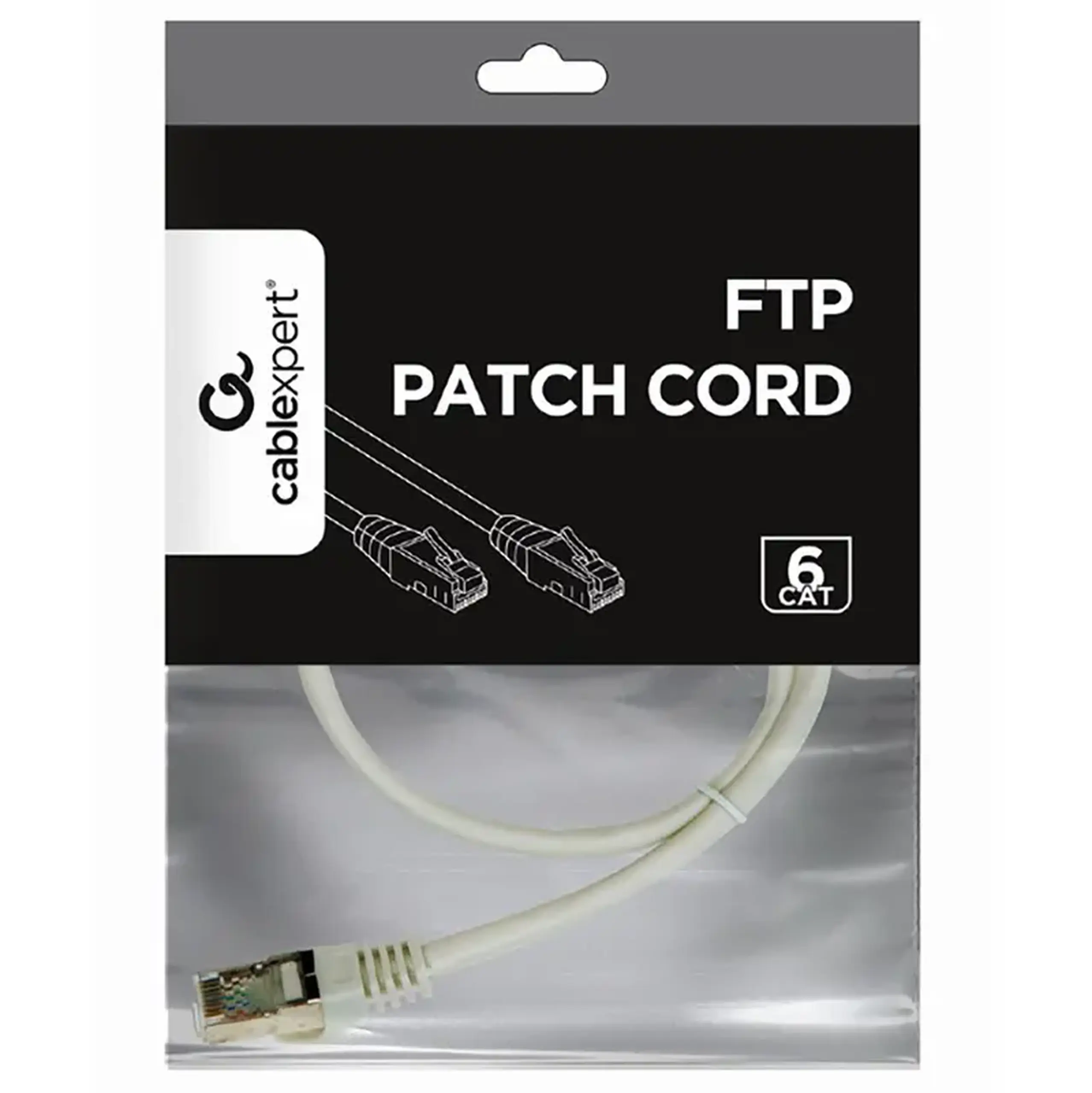 Patch cord Cablexpert PP6-0.5M, Cat6 FTP, 0,5m, Gri