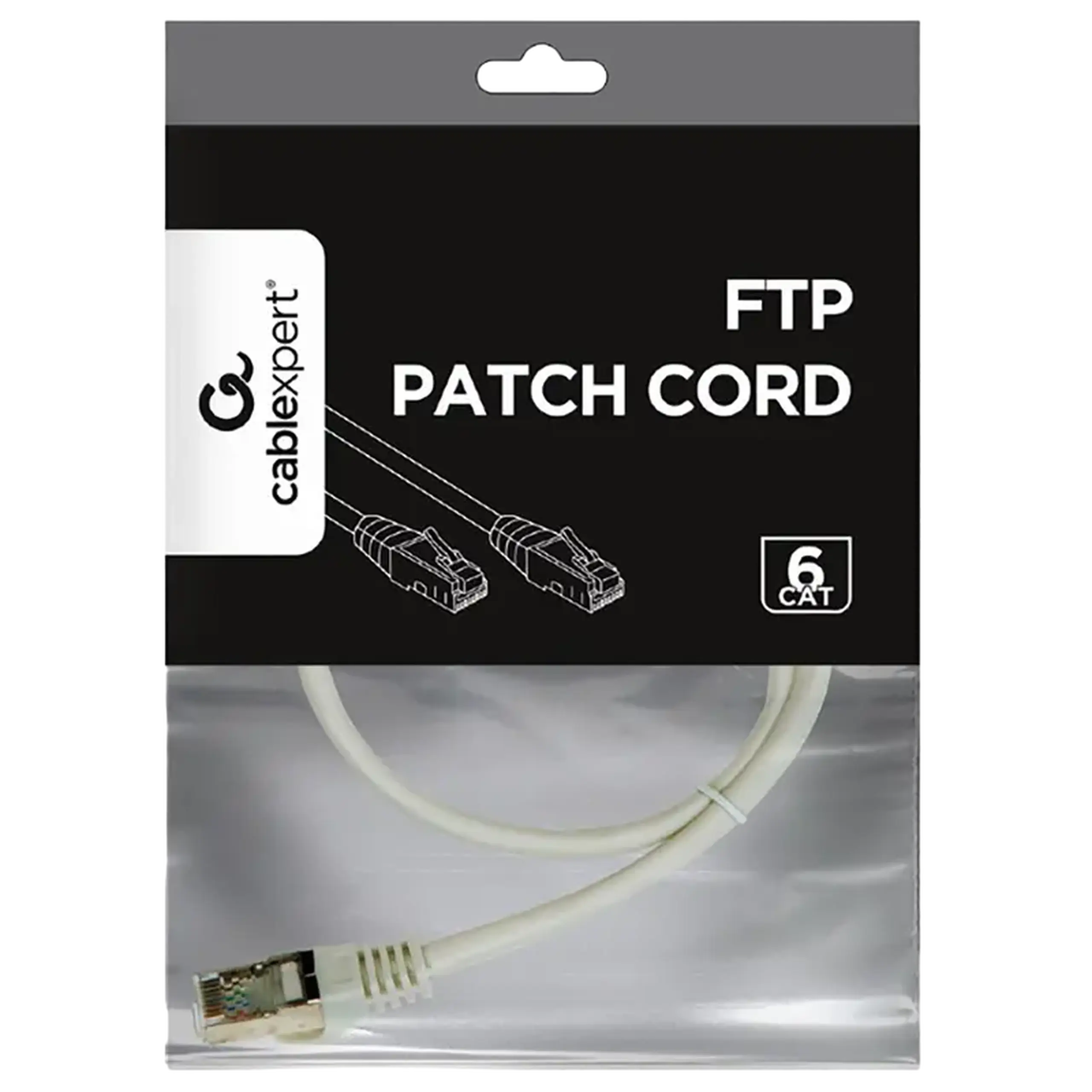 Patch cord Cablexpert PP6-0.5M, Cat6 FTP, 0,5m, Gri