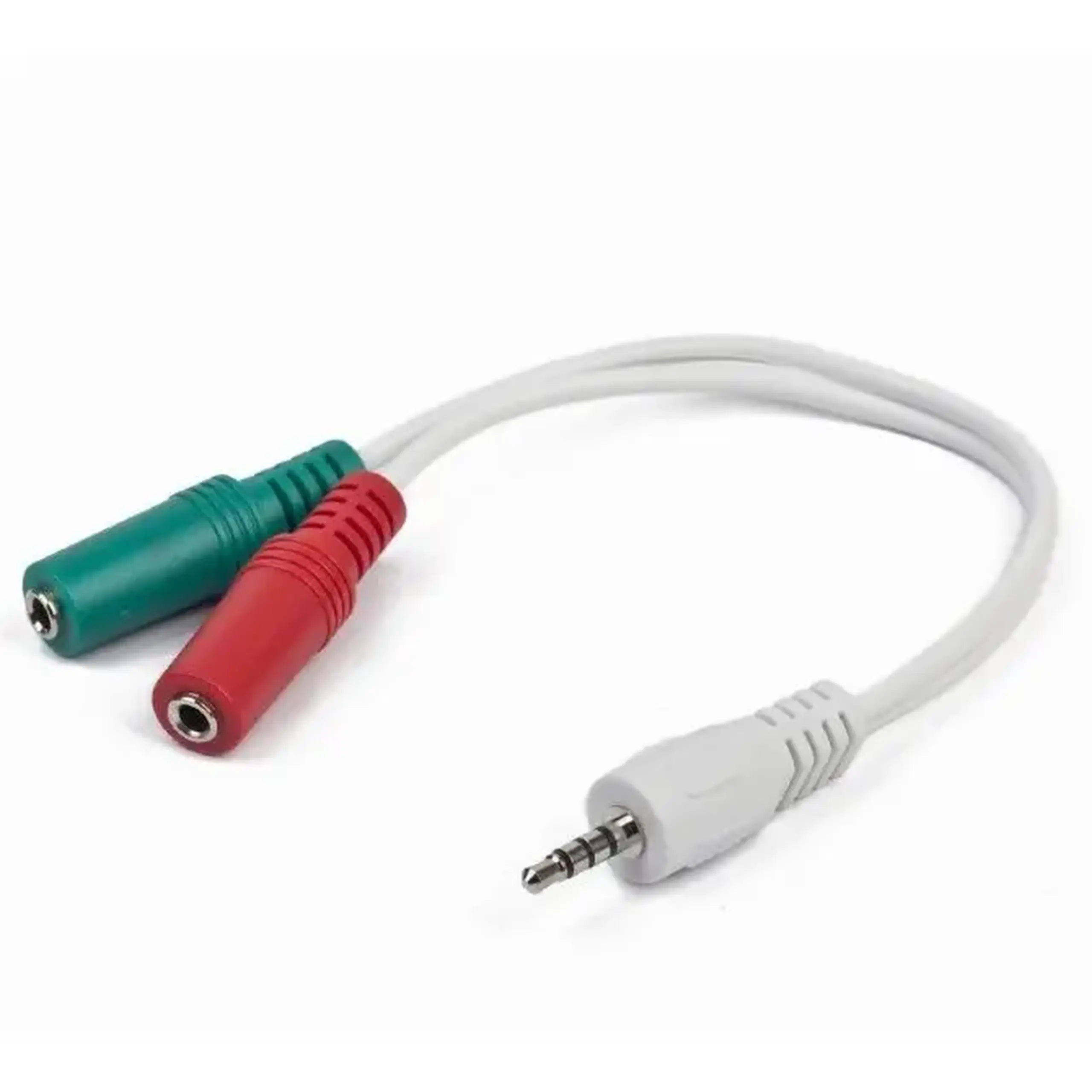 Audio Adaptor Cablexpert CCA-417W, 3.5mm 4-pin (M) - 2x 3.5mm 3-pin (F), 0,2m, Alb
