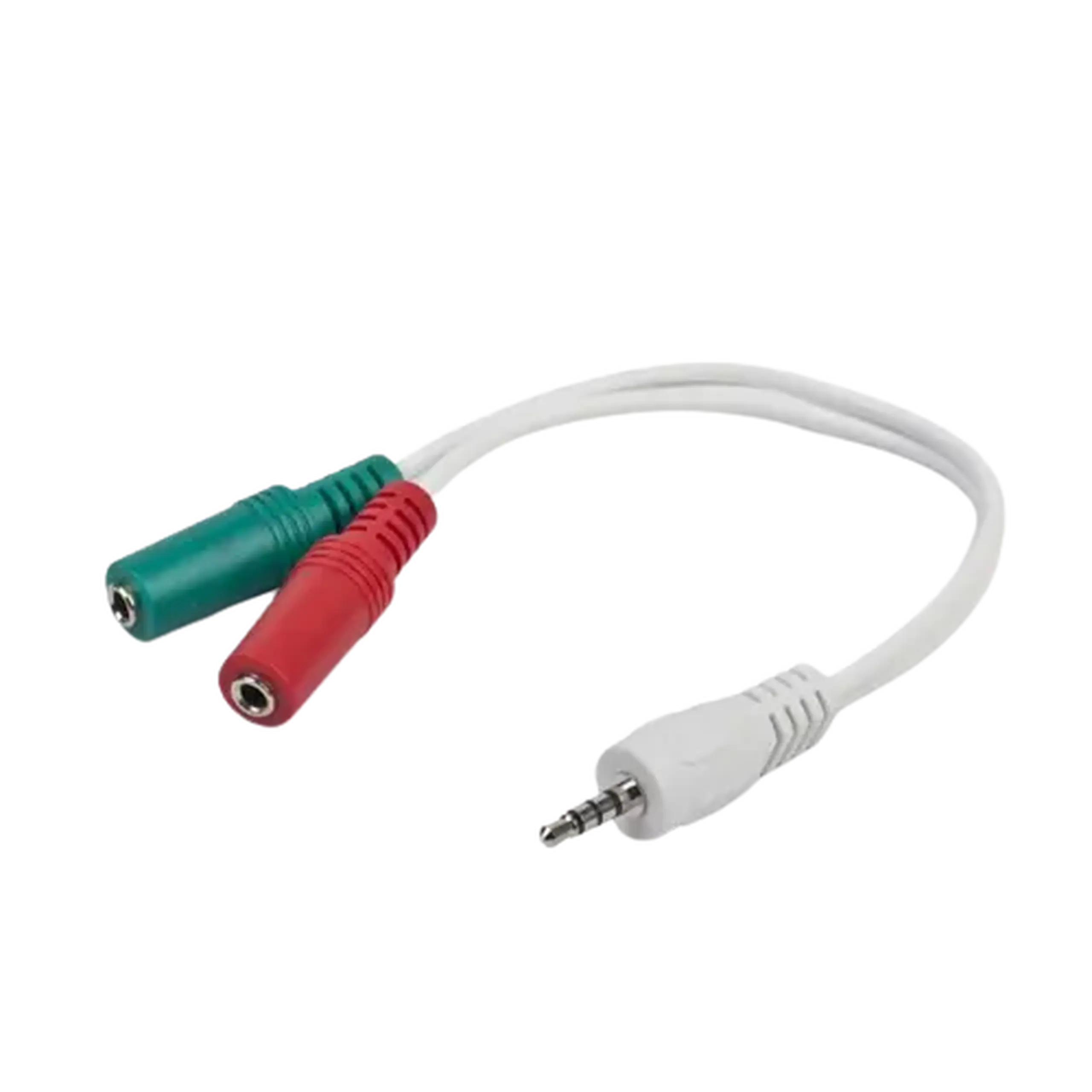 Audio Adaptor Cablexpert CCA-417W, 3.5mm 4-pin (M) - 2x 3.5mm 3-pin (F), 0,2m, Alb