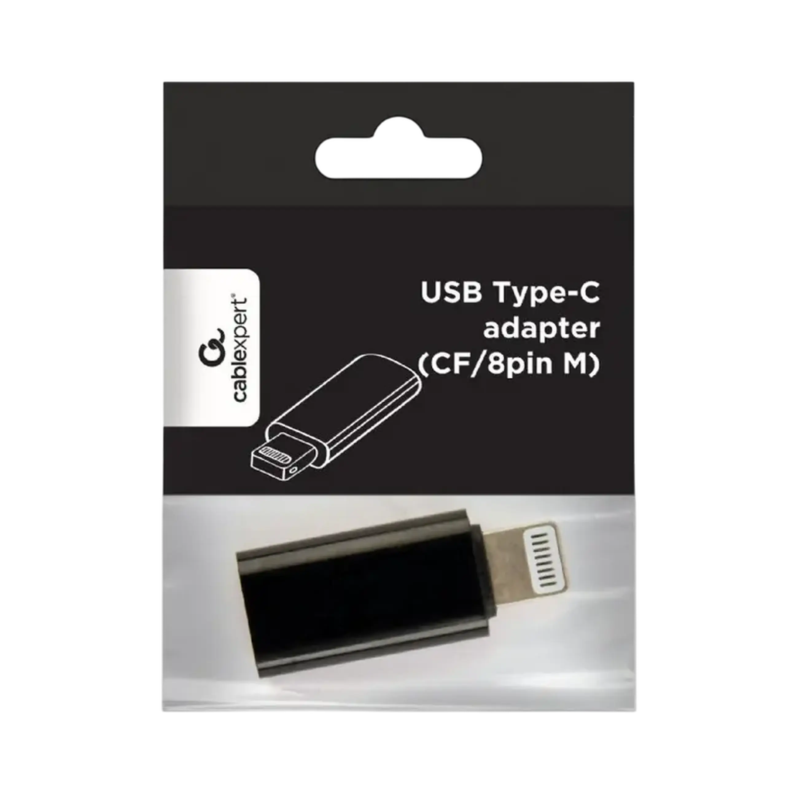 Audio Adaptor Cablexpert A-USB-CF8PM-01, Lightning - USB Type-C, Negru