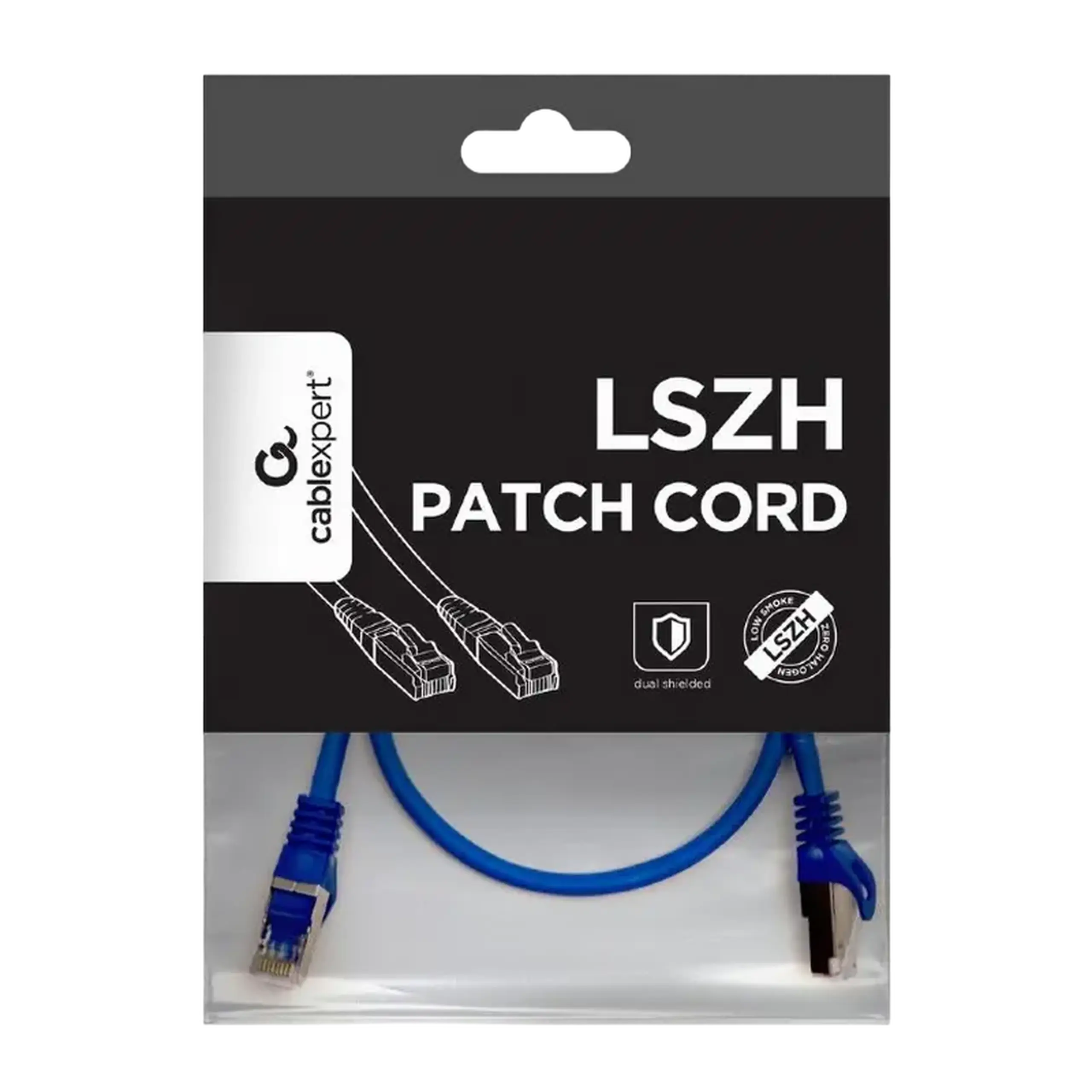 Patch cord Cablexpert PP6A-LSZHCU-B-0.5M, Cat6A SSTP, 0,5m, Albastru