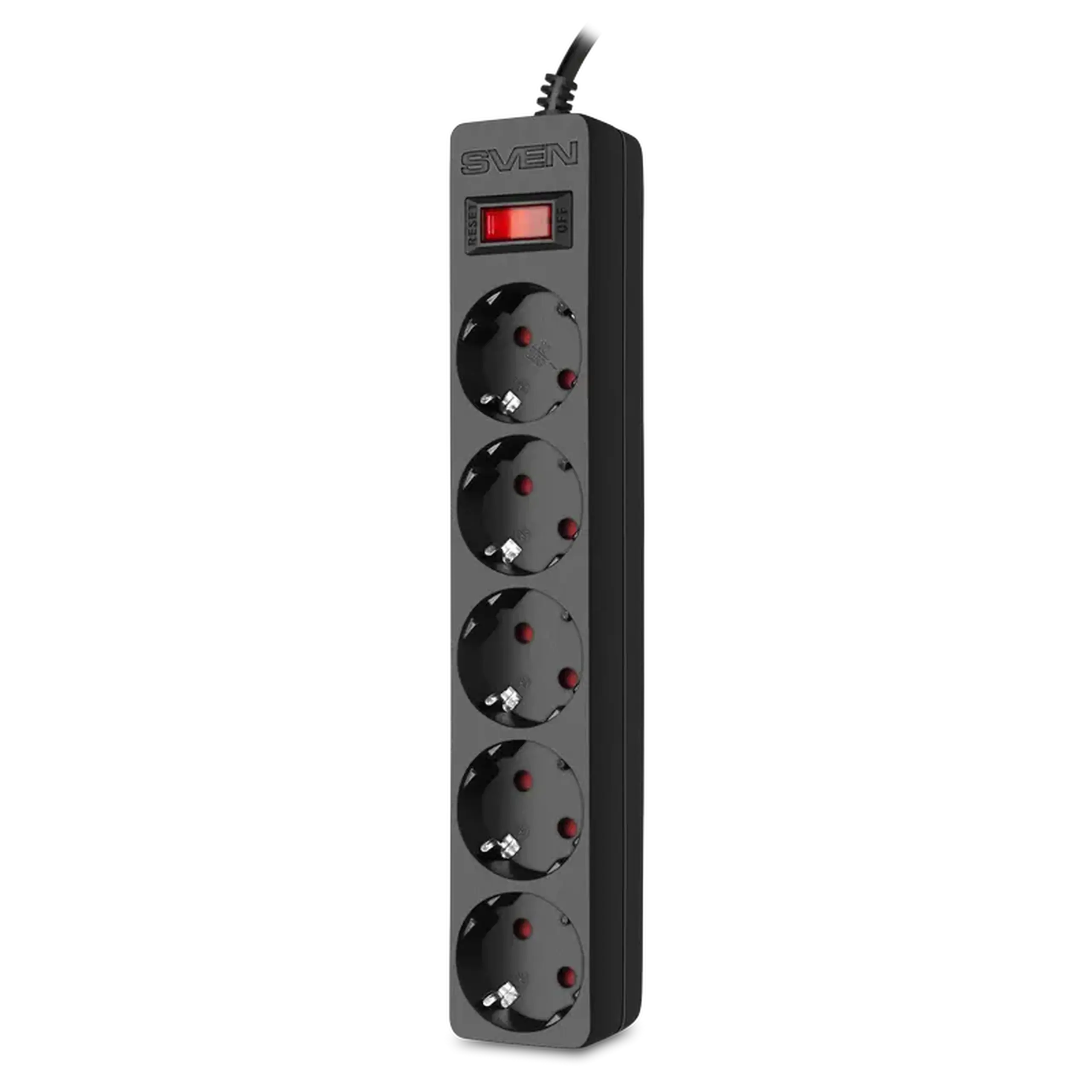 Prelungitor electric SVEN SF-05E, 5 Prize, 5m, Negru