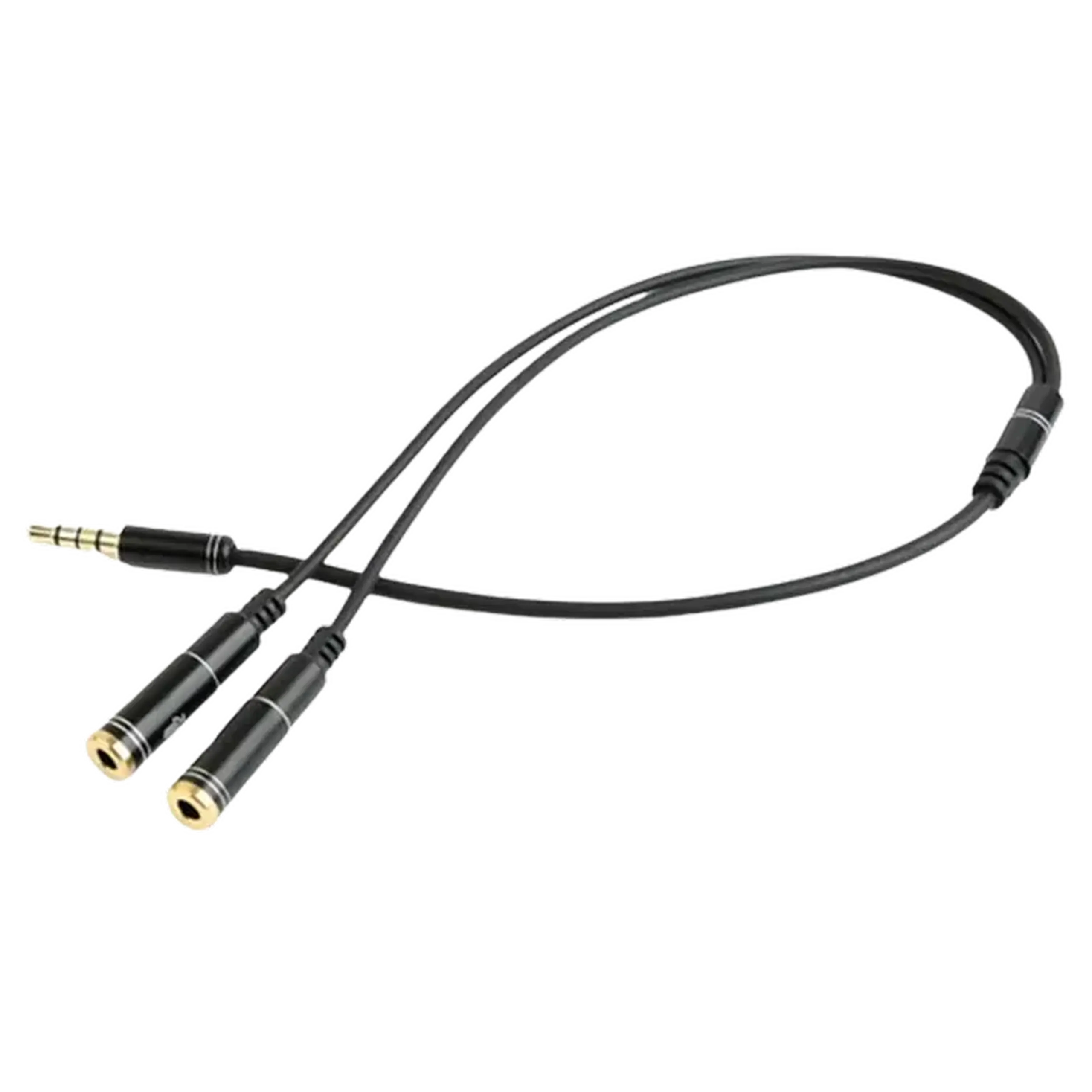 Audio Adaptor Cablexpert CCA-417M, 3.5mm 4-pin (M) - 2x 3.5mm 3-pin (F), 0,2m, Negru