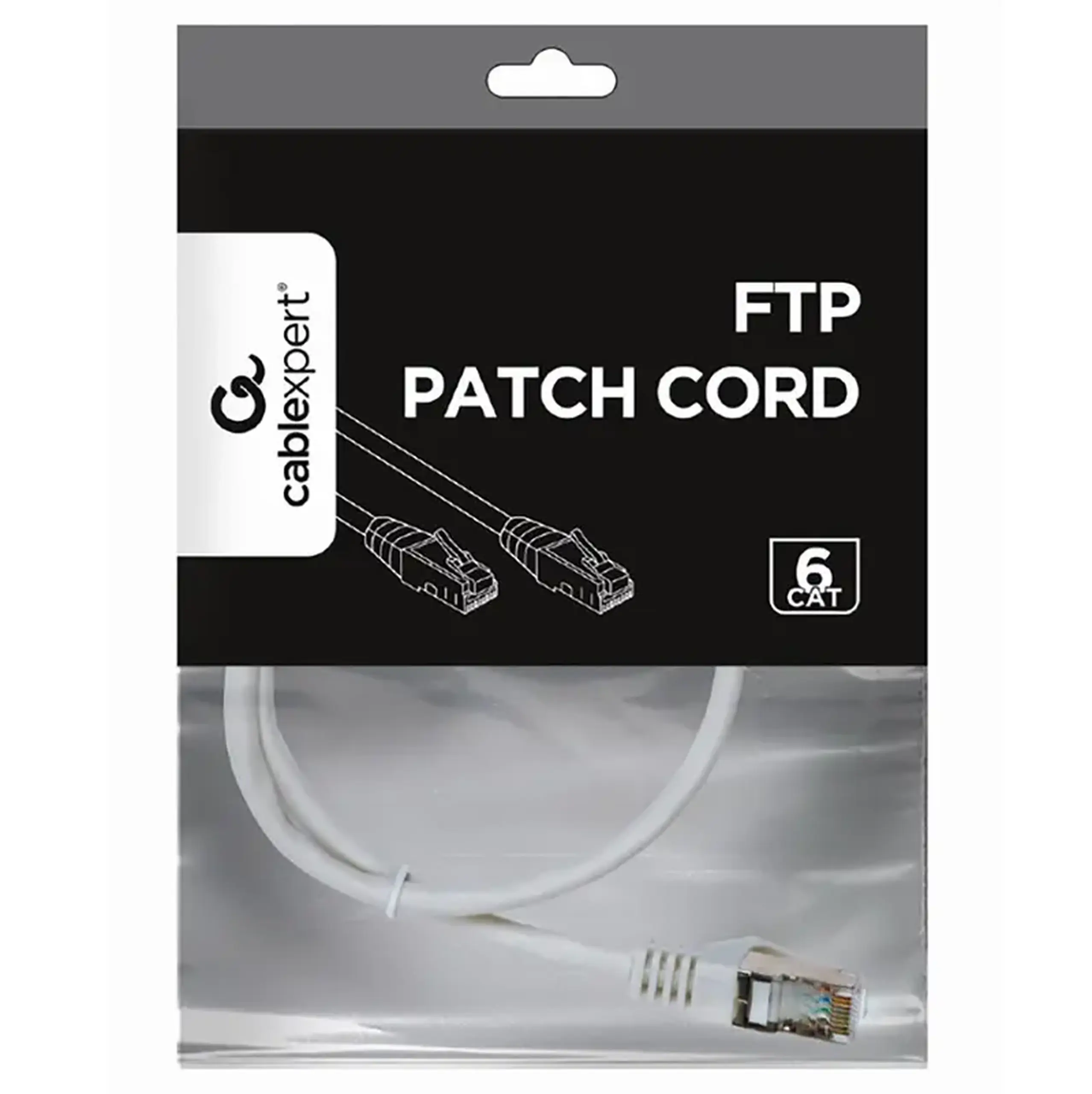 Patch cord Cablexpert PP6-0.5M/W, Cat6 FTP, 0,5m, Alb