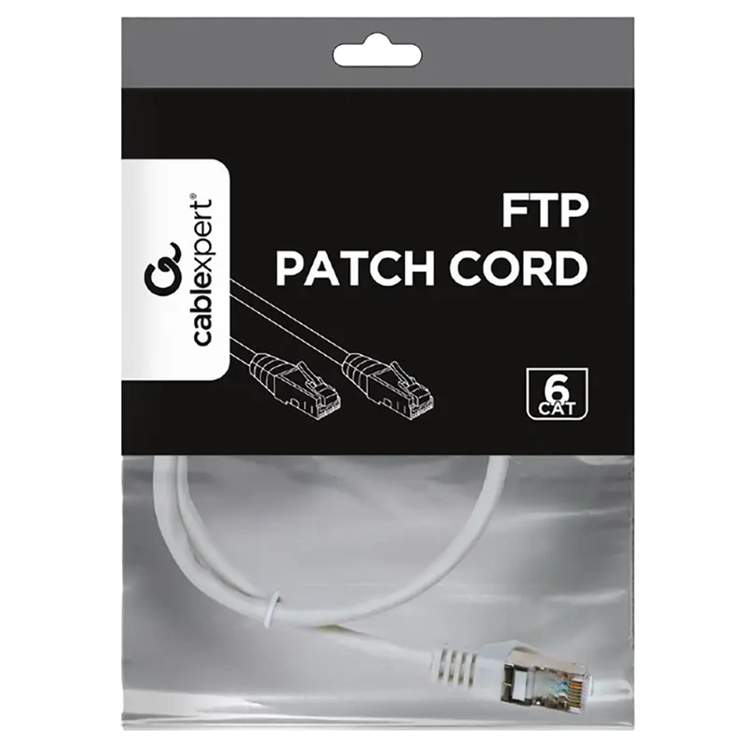 Patch cord Cablexpert PP6-0.5M/W, Cat6 FTP, 0,5m, Alb