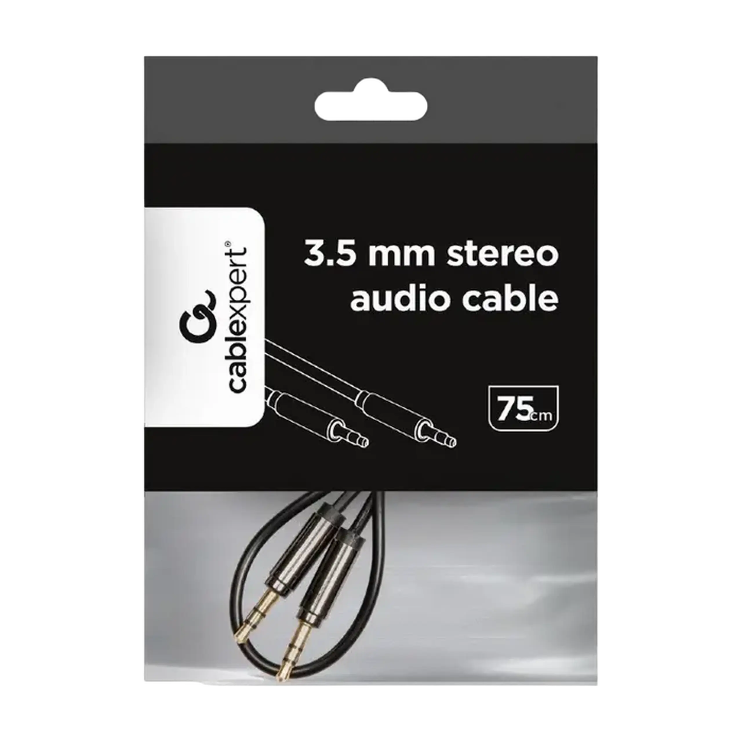 Audio Adaptor Cablexpert CCAP-444-0.75M, 3.5mm 3-pin (M) - 3.5mm 3-pin (M), 0,75m, Negru
