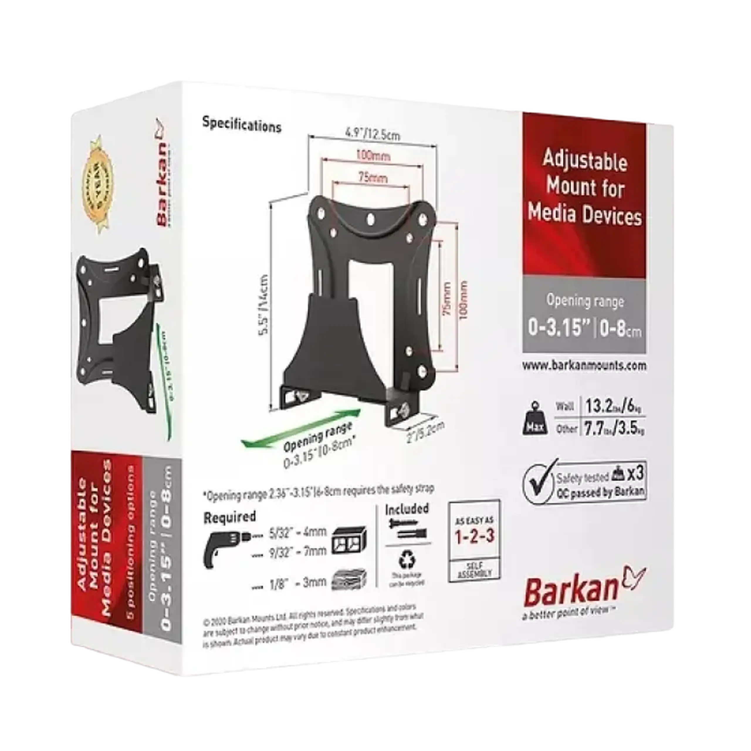 Suport fixat pe perete BARKAN BM80, Negru