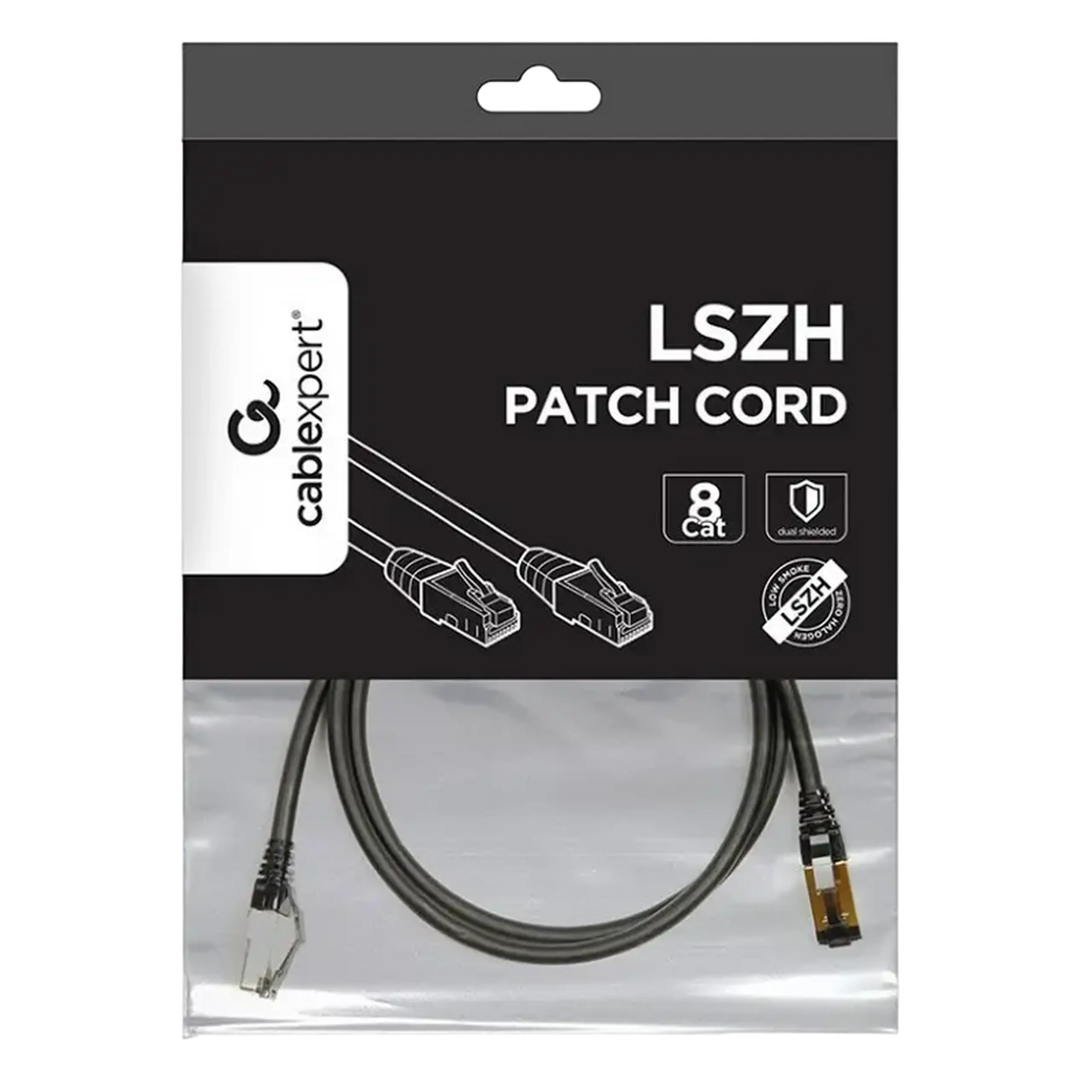 Patch cord Cablexpert PP8-LSZHCU-BK-1M, Cat8 S/FTP, 1m, Negru