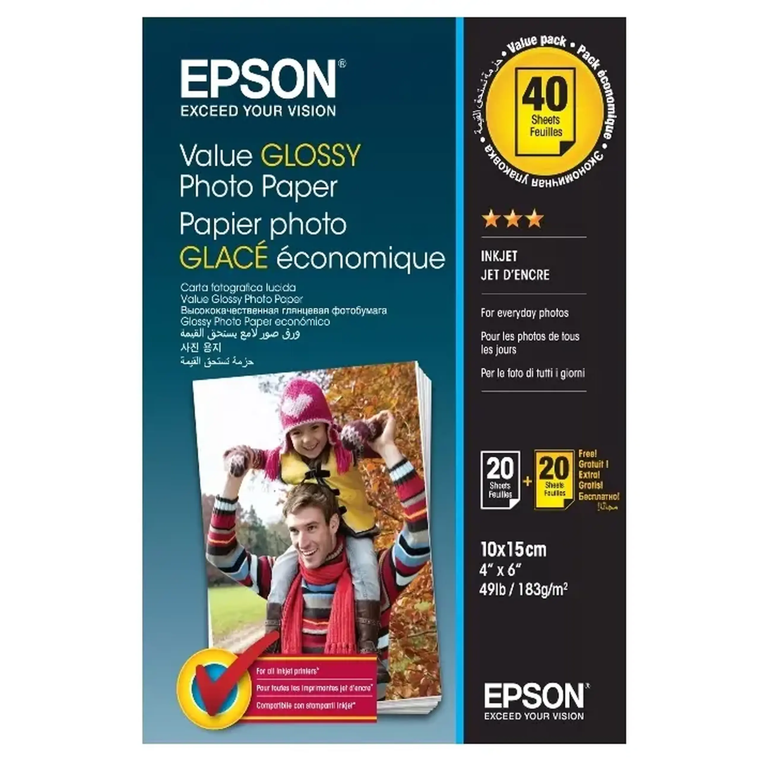 Hârtie fotografică Epson Value Glossy, 10x15 cm