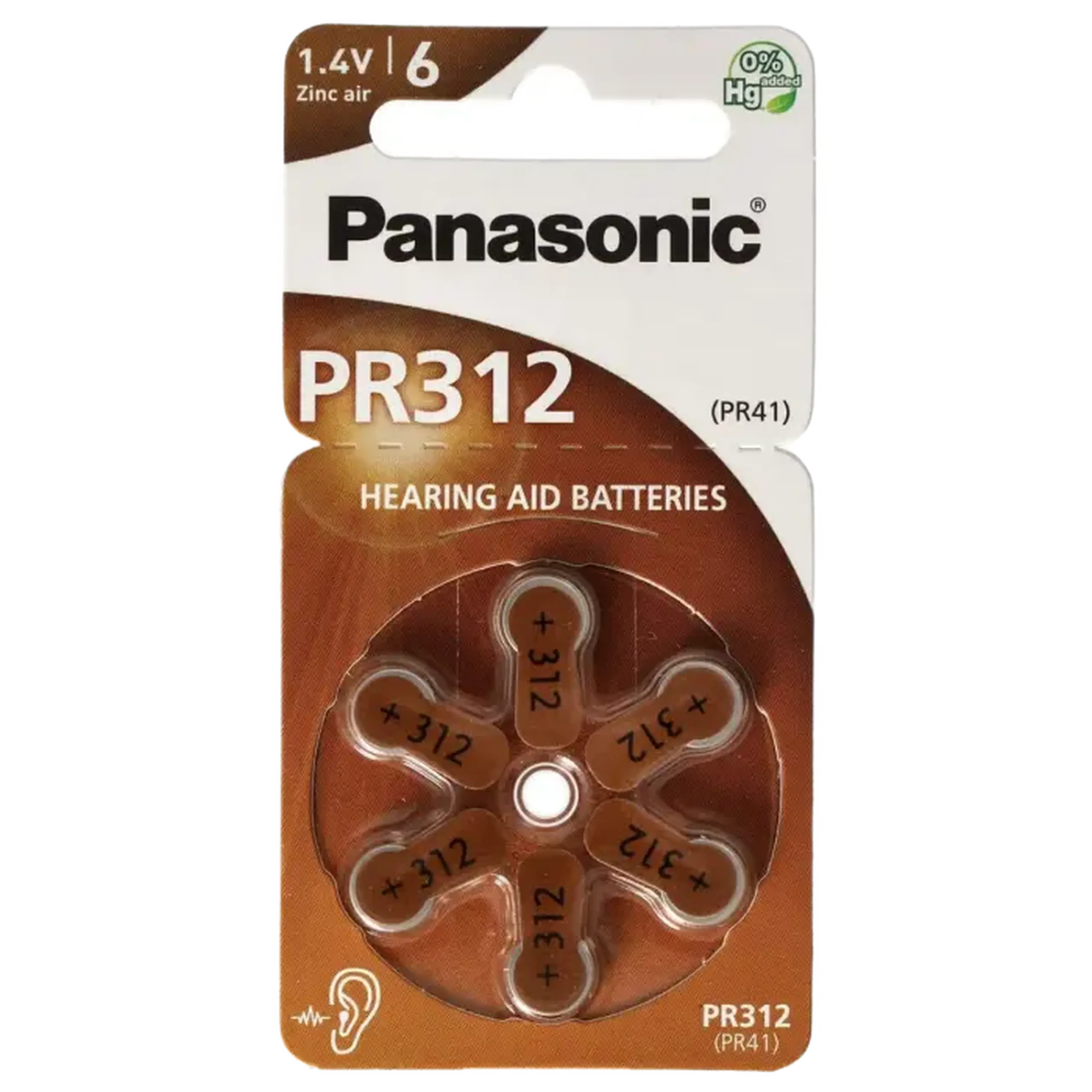 PR312, Blister*6, Panasonic, PR - 312/6LB (PR41), 3,6x7,9mm, 170mAh