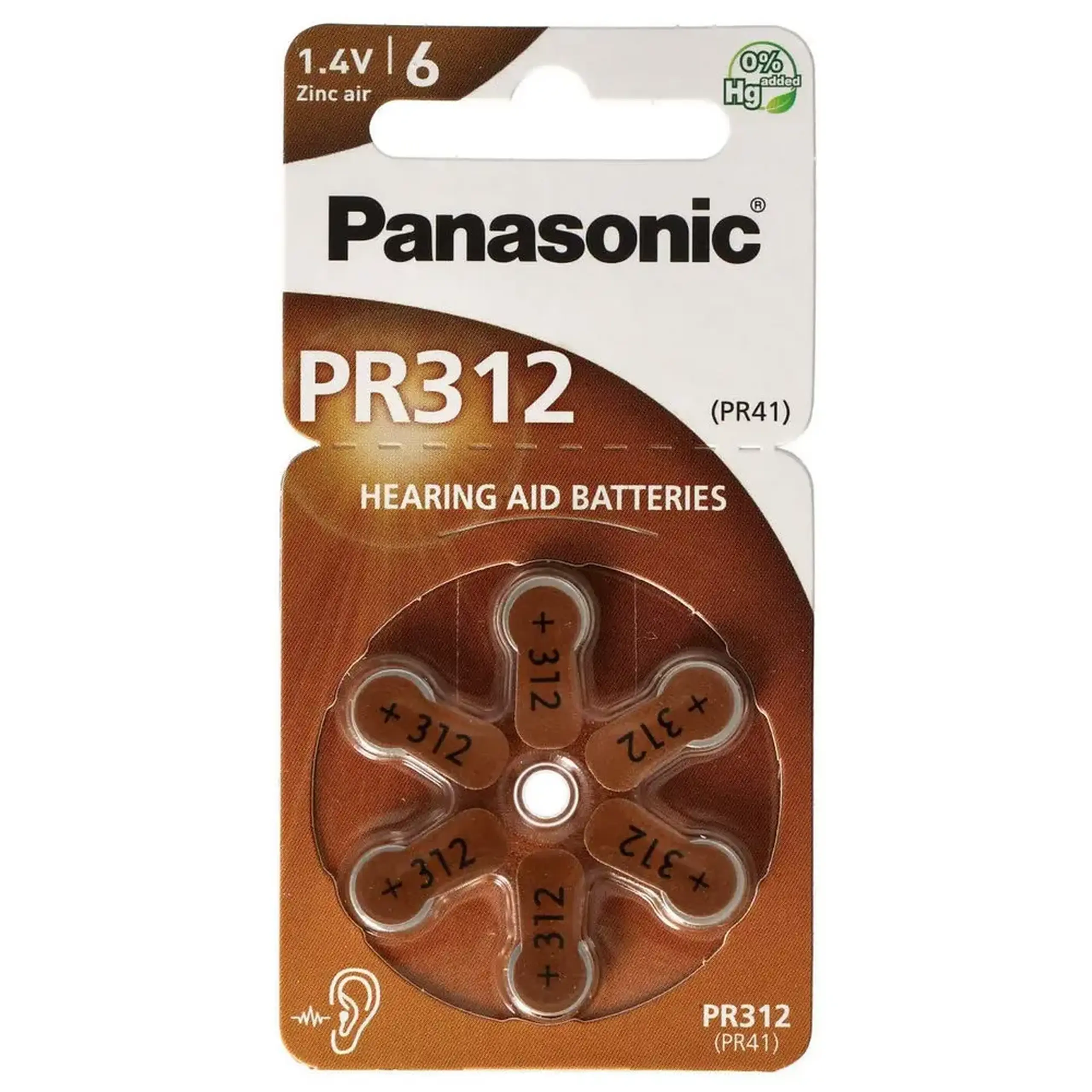 PR312, Blister*6, Panasonic, PR - 312/6LB (PR41), 3,6x7,9mm, 170mAh