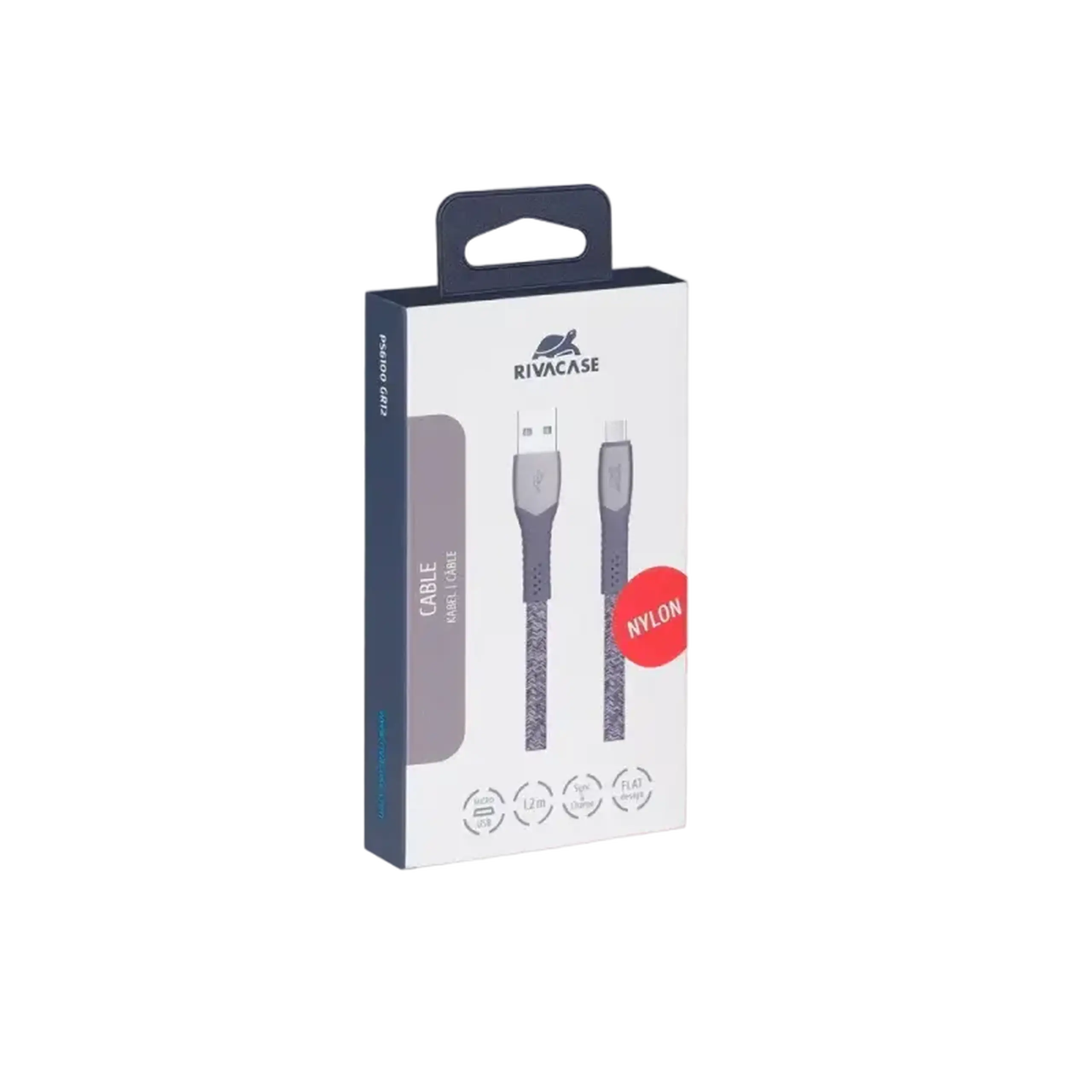 Cablu de încărcare și date Rivacase PS6102, USB Type-C/USB Type-A, 1,2m, Gri