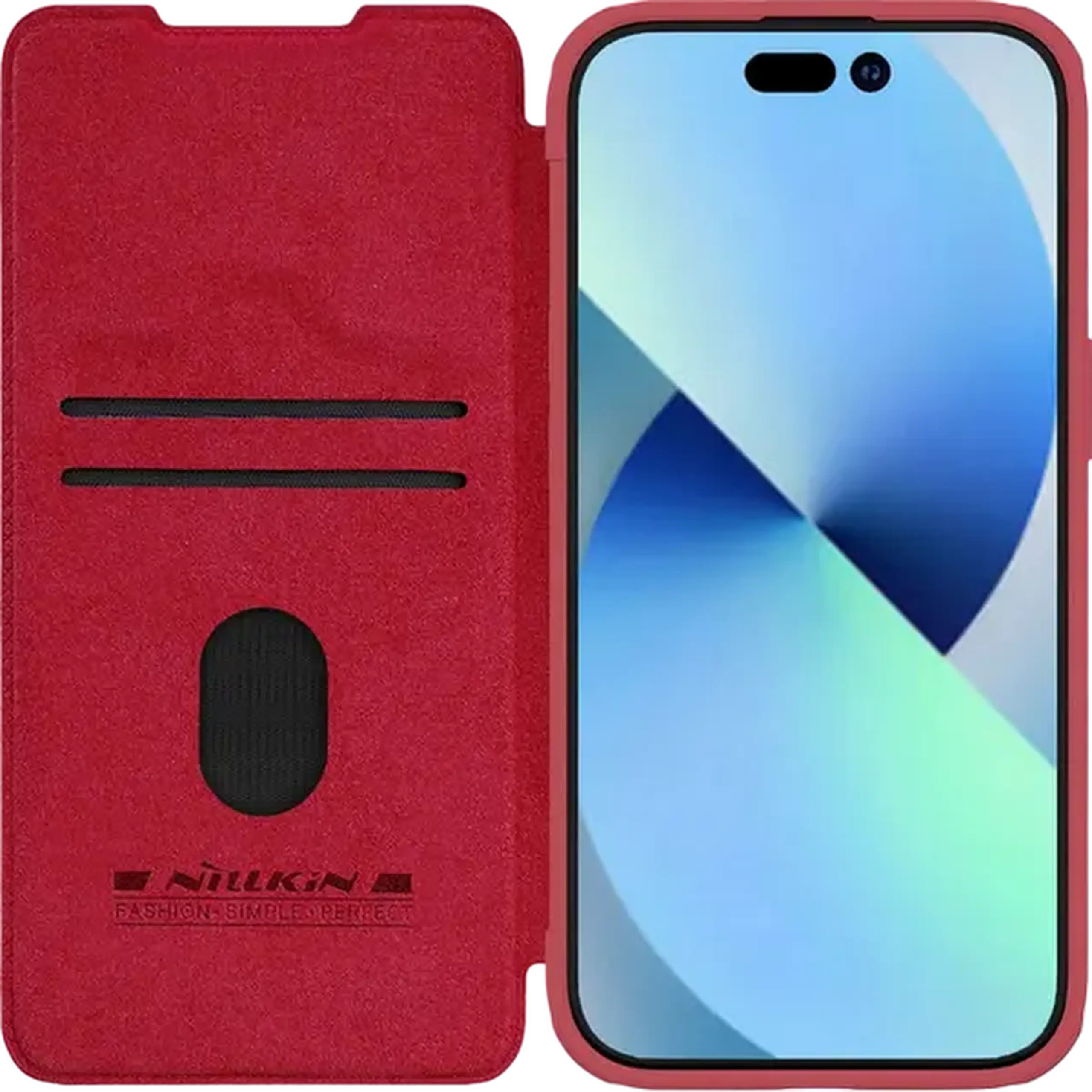 Husă tip carte Nillkin iPhone 15 Pro Max - Qin Pro, Roșu