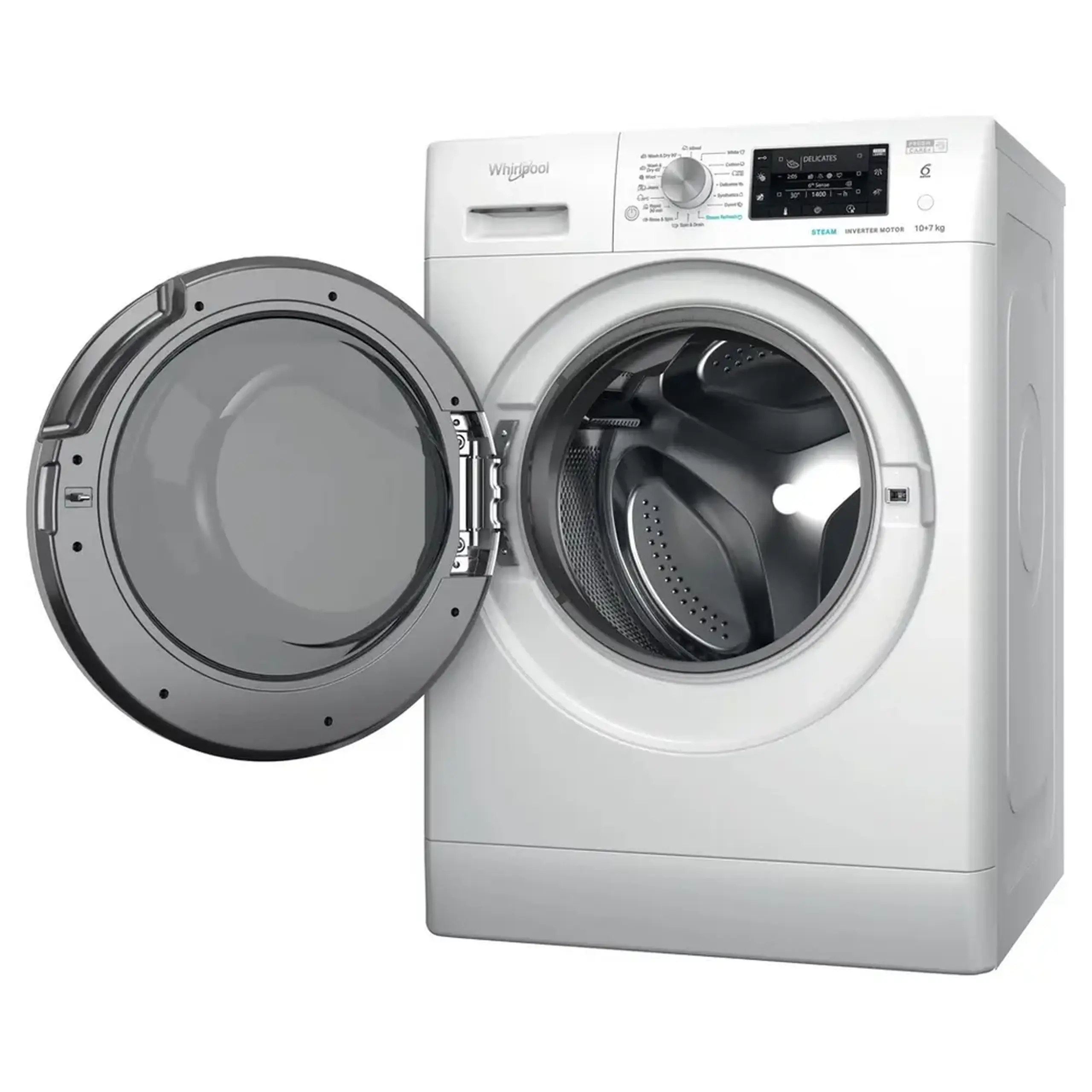 Mașină de spălat cu uscător Whirlpool FFWDD 1076258 SV EE, 10kg, Alb