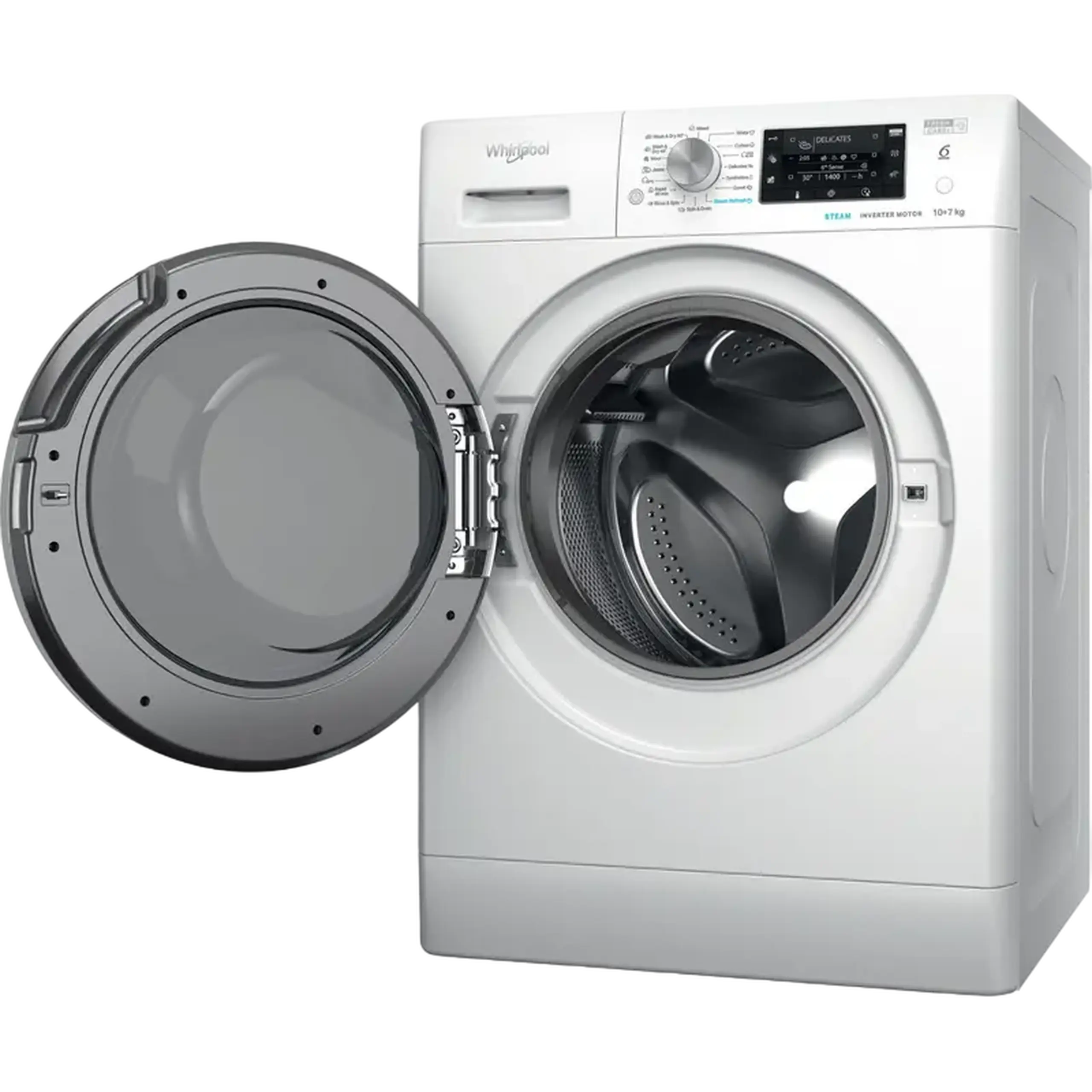 Mașină de spălat cu uscător Whirlpool FFWDD 1076258 SV EE, 10kg, Alb