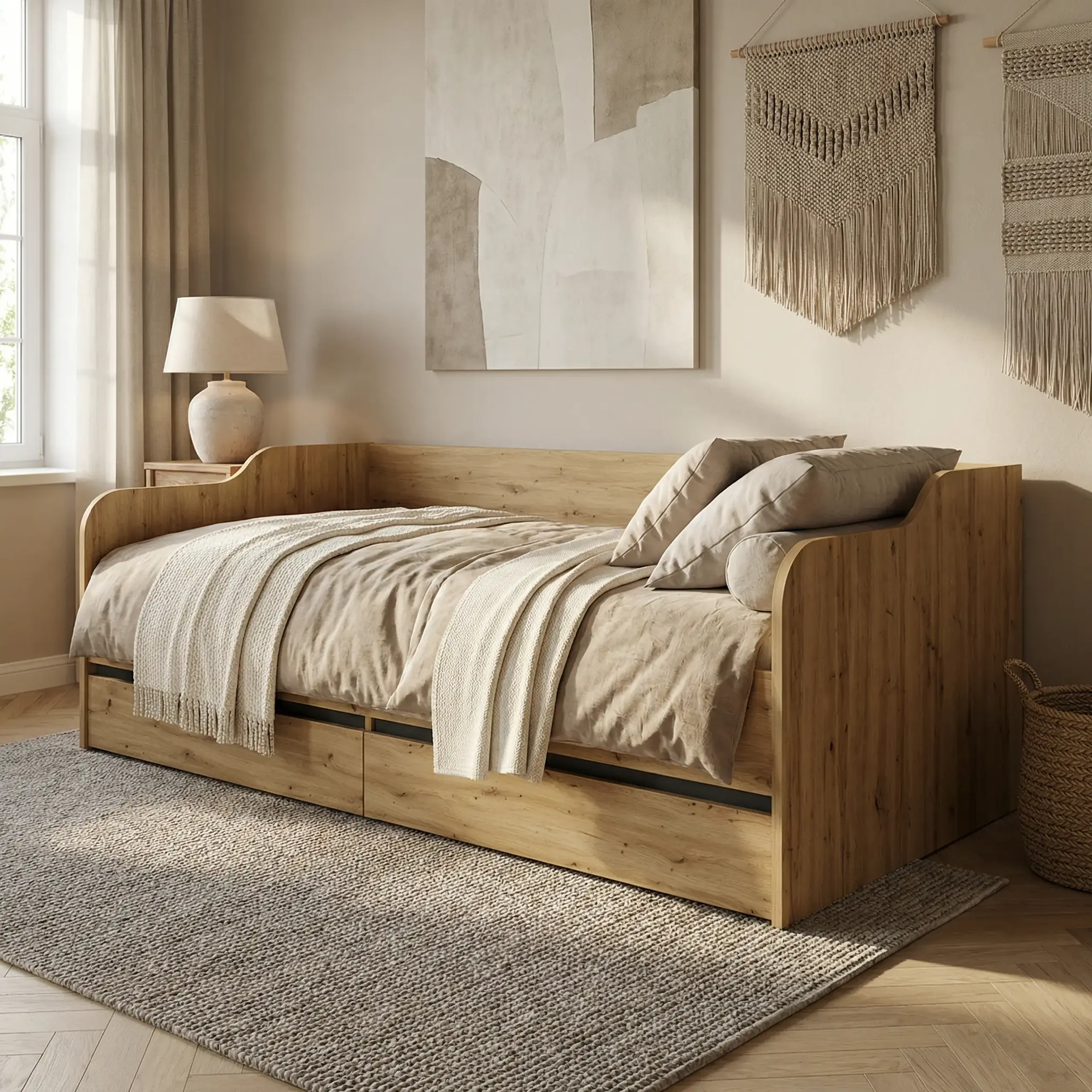 Pat 4home Ideea 200x90 cm, Stejar Artizanal/Gri Grafit