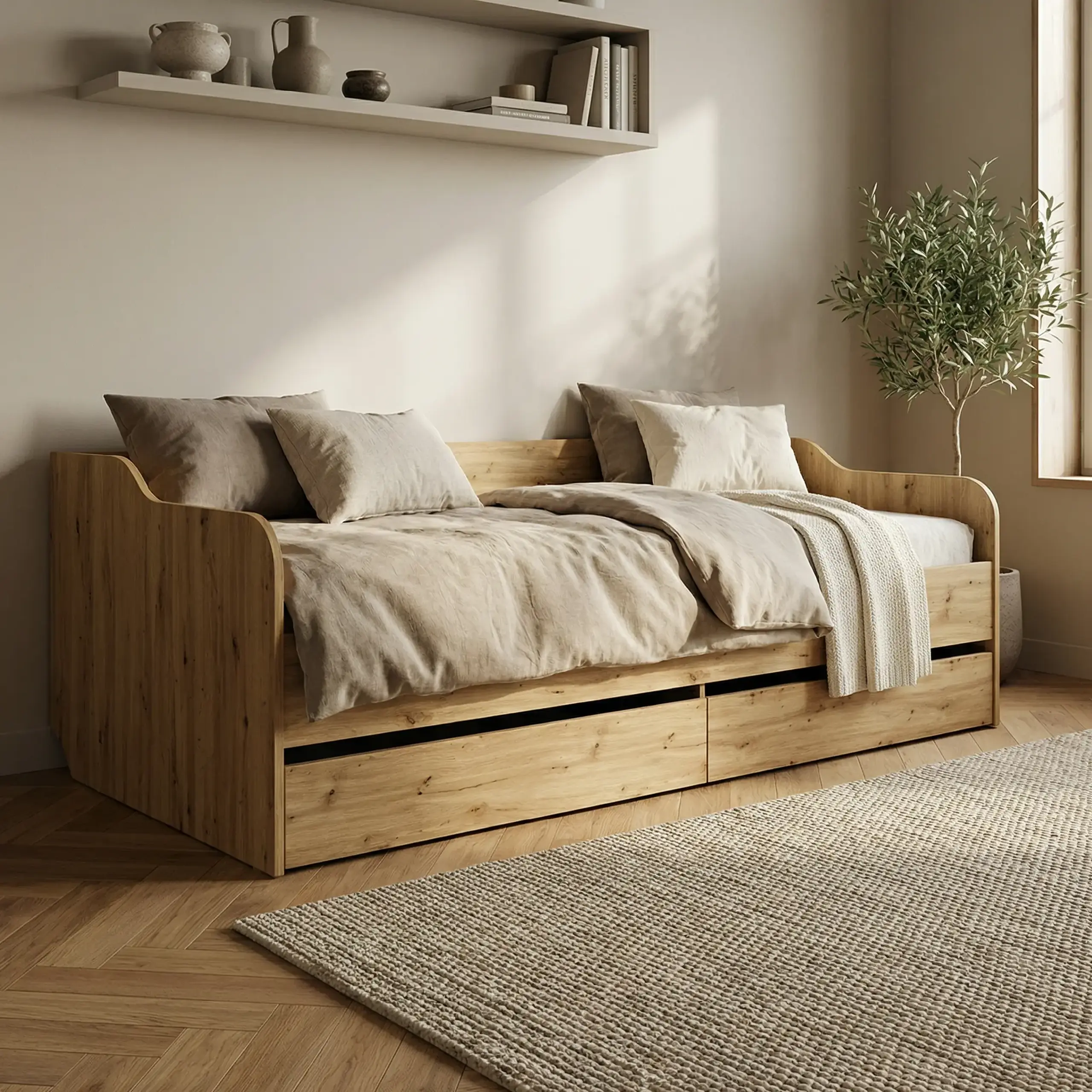 Pat 4home Ideea 200x90 cm, Stejar Artizanal/Gri Grafit
